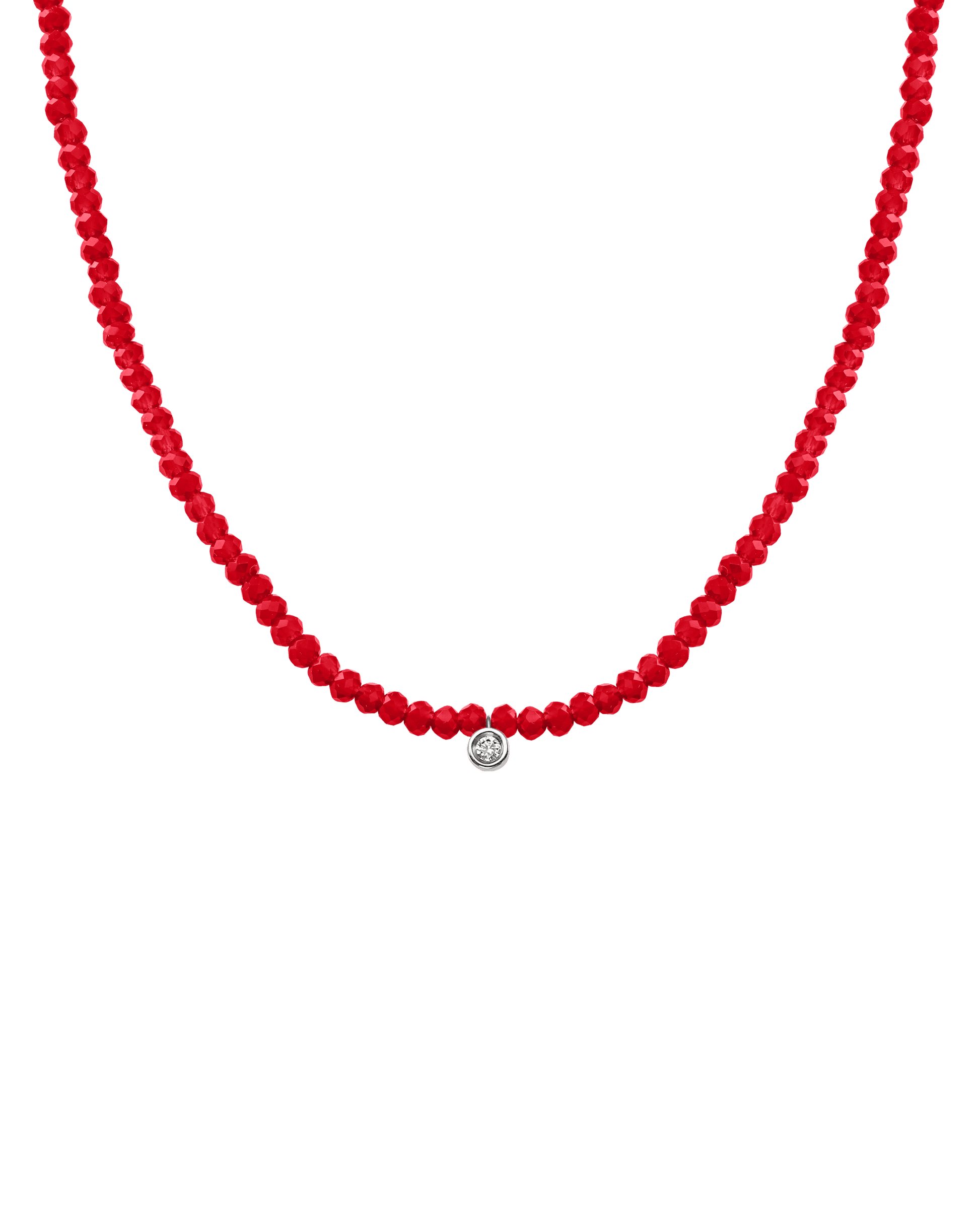 Apatite Gemstone & Diamond Necklace - 14K White Gold Necklaces 14K Solid Gold Natural Red Jade Small: 0.03ct 14"