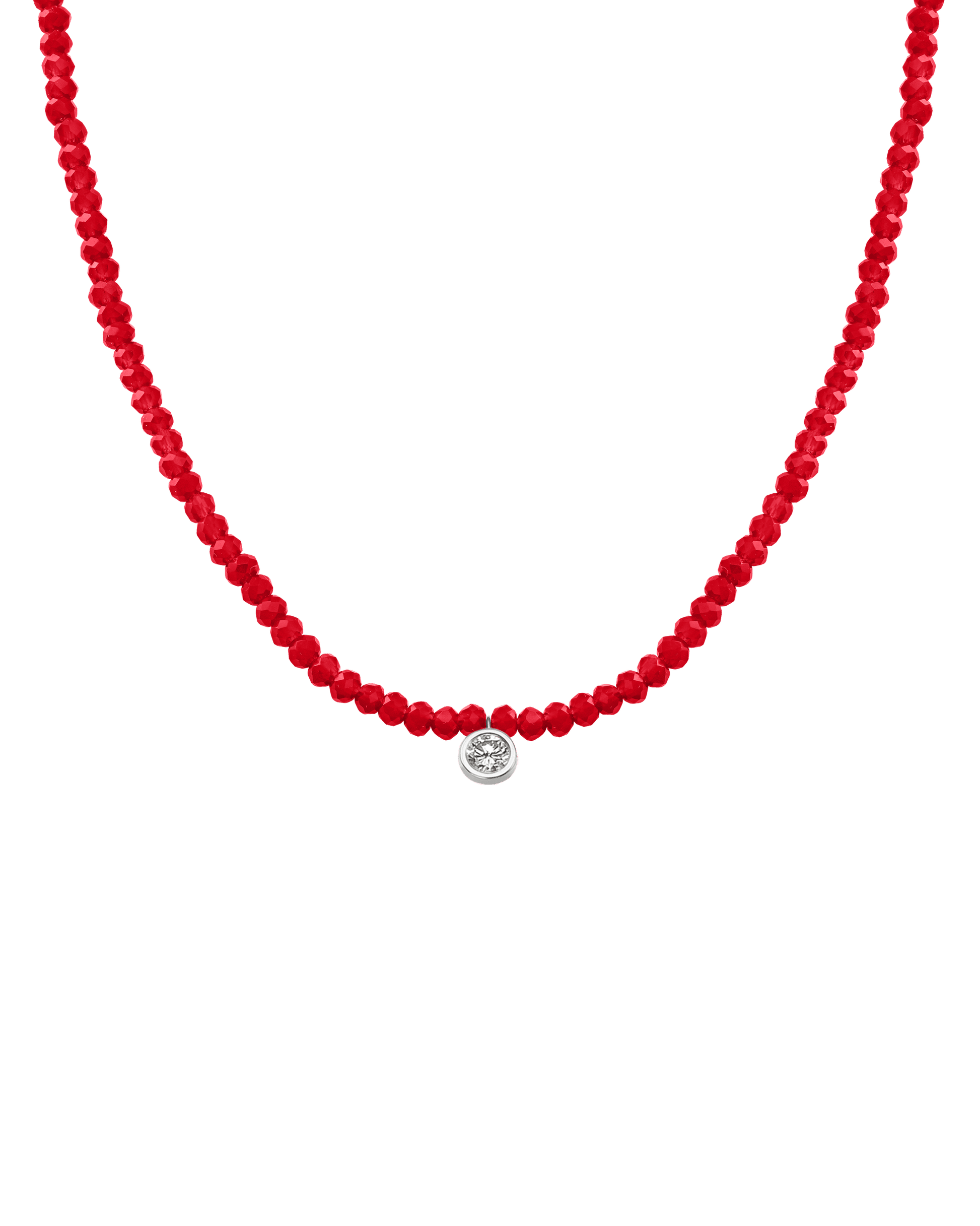 Apatite Gemstone & Diamond Necklace - 14K White Gold Necklaces 14K Solid Gold Natural Red Jade Extra Large: 0.20ct 14"