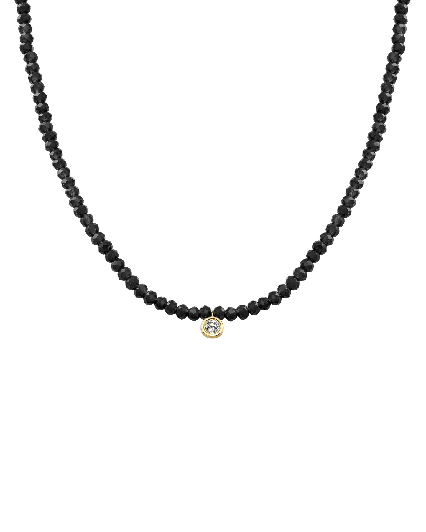 Apatite Gemstone & Diamond Necklace - 14K Yellow Gold Necklaces 14K Solid Gold Glass Beads Black Spinnel Large: 0.10ct 14"
