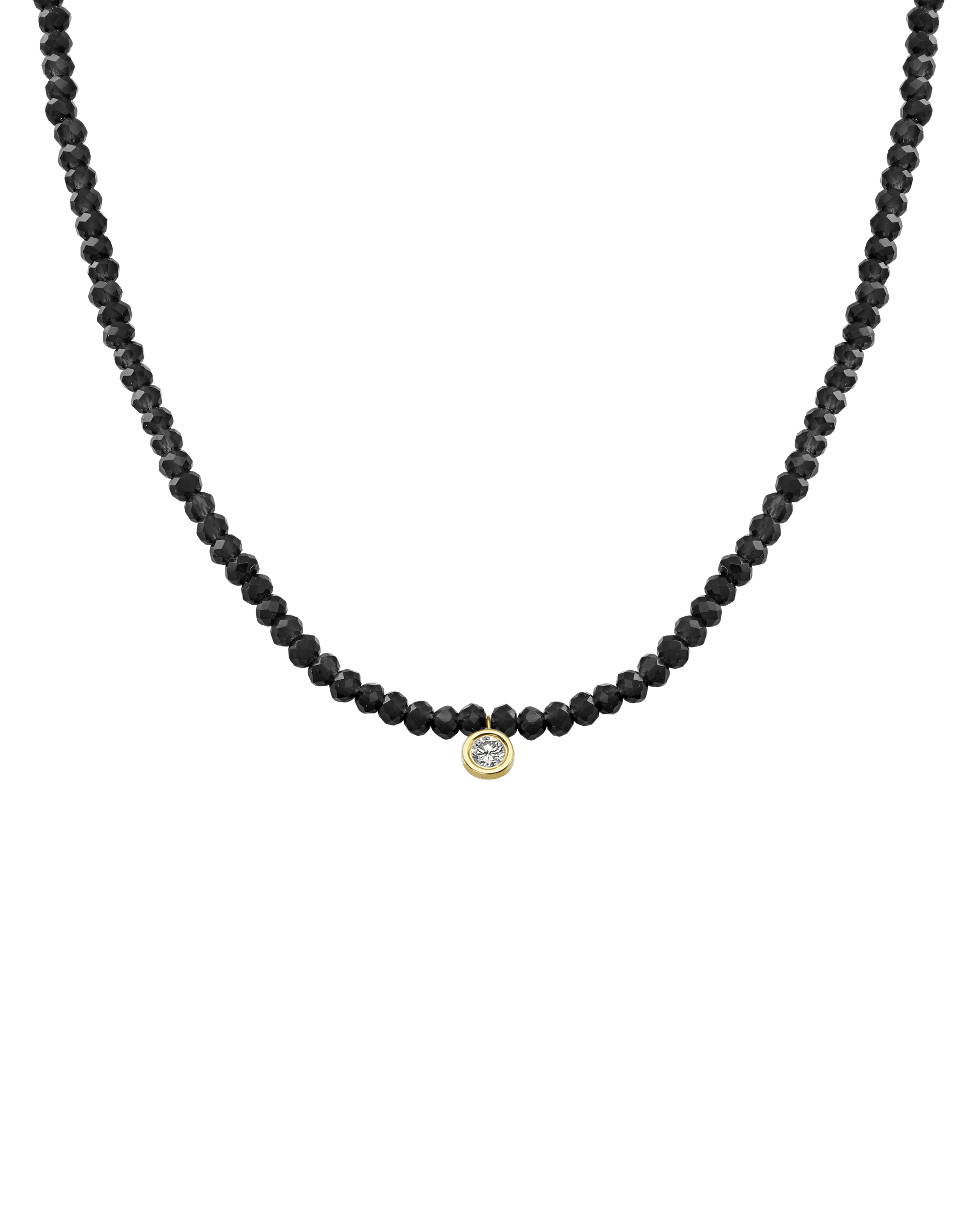Apatite Gemstone & Diamond Necklace - 14K Yellow Gold Necklaces 14K Solid Gold Glass Beads Black Spinnel Large: 0.10ct 14"