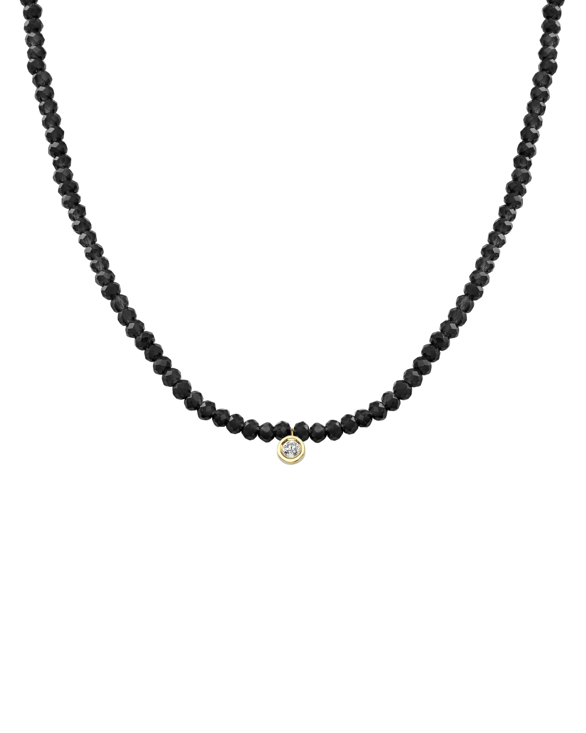 Apatite Gemstone & Diamond Necklace - 14K Yellow Gold Necklaces 14K Solid Gold Glass Beads Black Spinnel Medium: 0.05ct 14"