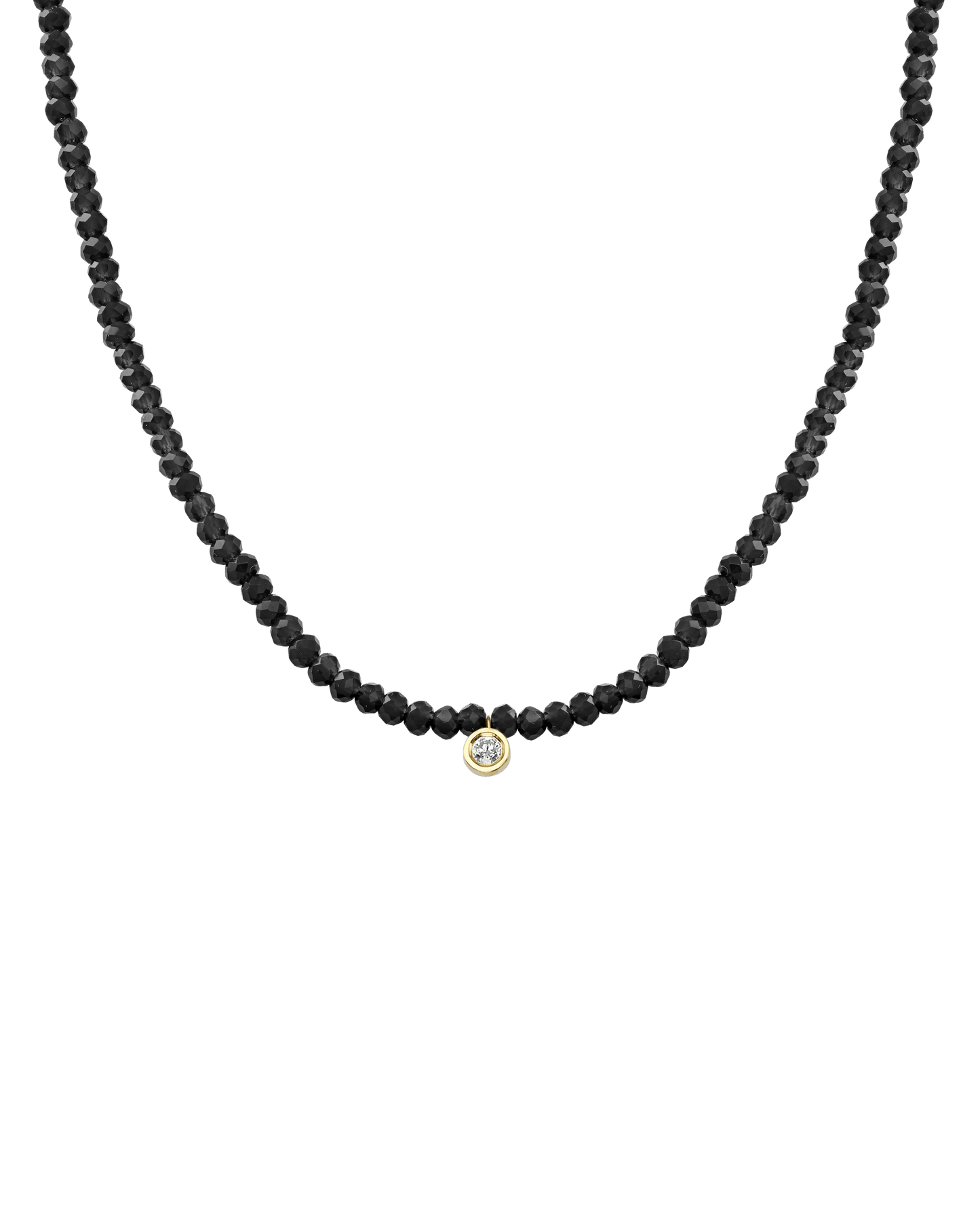 Apatite Gemstone & Diamond Necklace - 14K Yellow Gold Necklaces 14K Solid Gold Glass Beads Black Spinnel Medium: 0.05ct 14"
