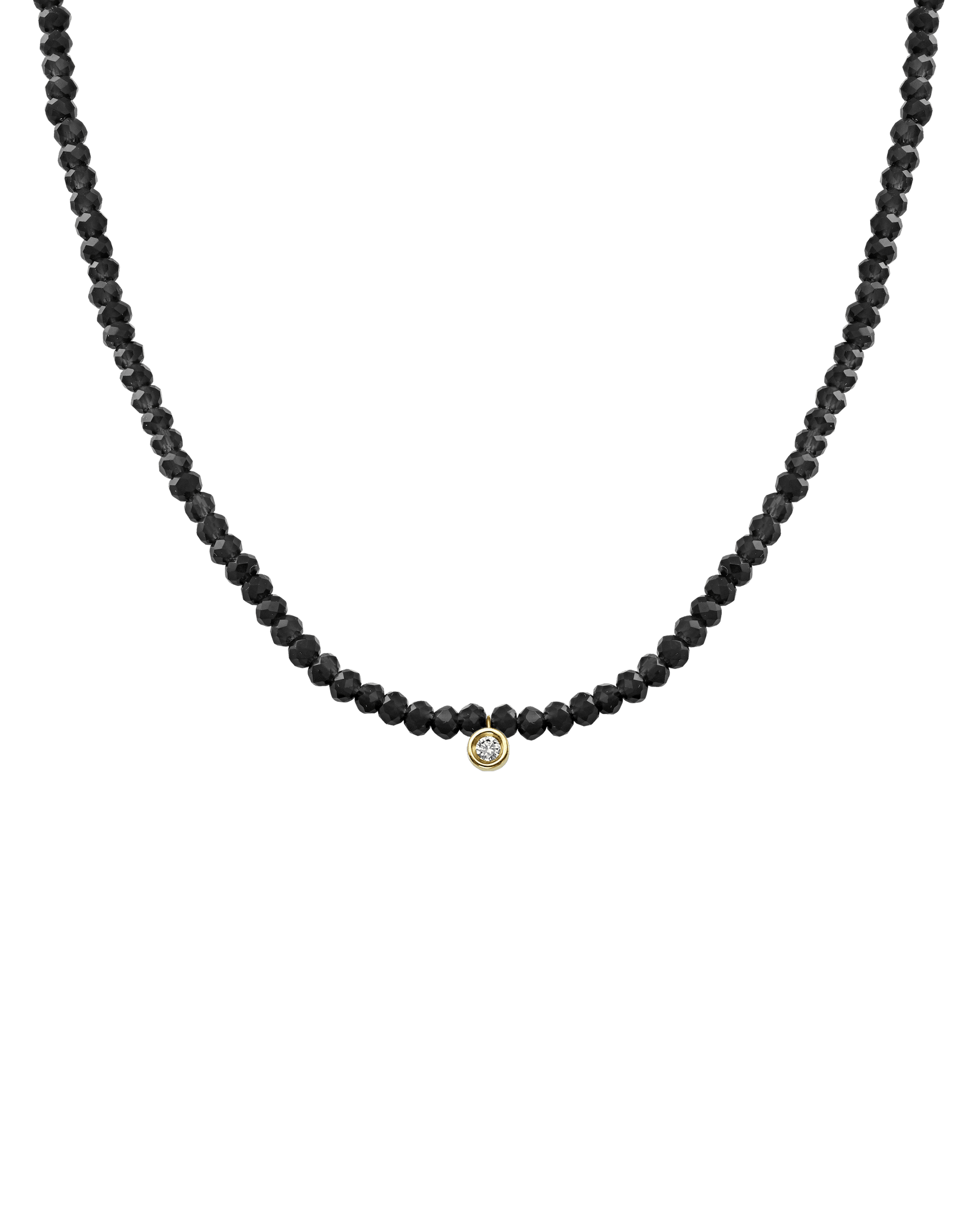 Apatite Gemstone & Diamond Necklace - 14K Yellow Gold Necklaces 14K Solid Gold Glass Beads Black Spinnel Small: 0.03ct 14"