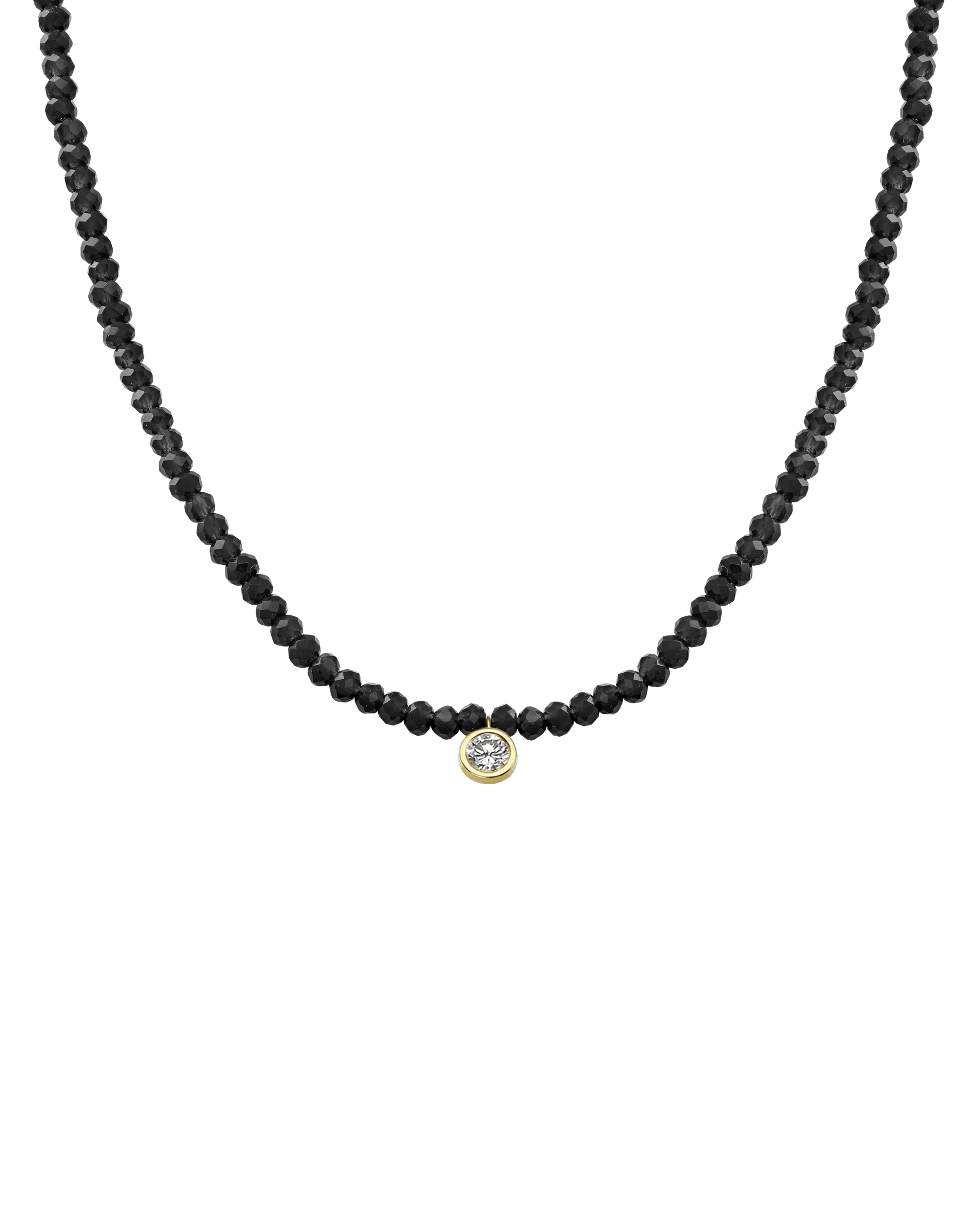 Apatite Gemstone & Diamond Necklace - 14K Yellow Gold Necklaces 14K Solid Gold Glass Beads Black Spinnel Extra Large: 0.20ct 14"