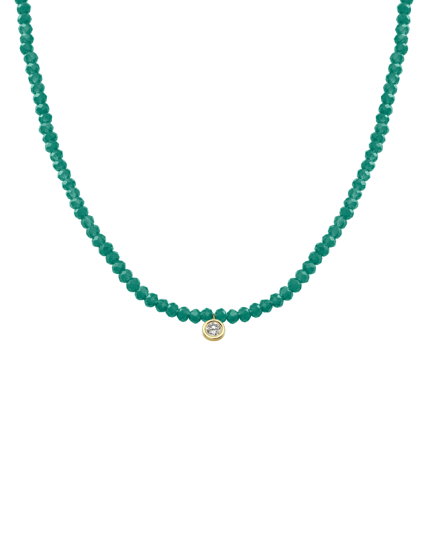 Apatite Gemstone & Diamond Necklace - 14K Yellow Gold Necklaces 14K Solid Gold Natural Emerald Large: 0.10ct 14"