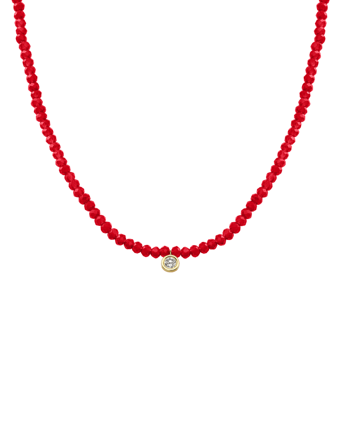 Apatite Gemstone & Diamond Necklace - 14K Yellow Gold Necklaces 14K Solid Gold Natural Red Jade Large: 0.10ct 14"