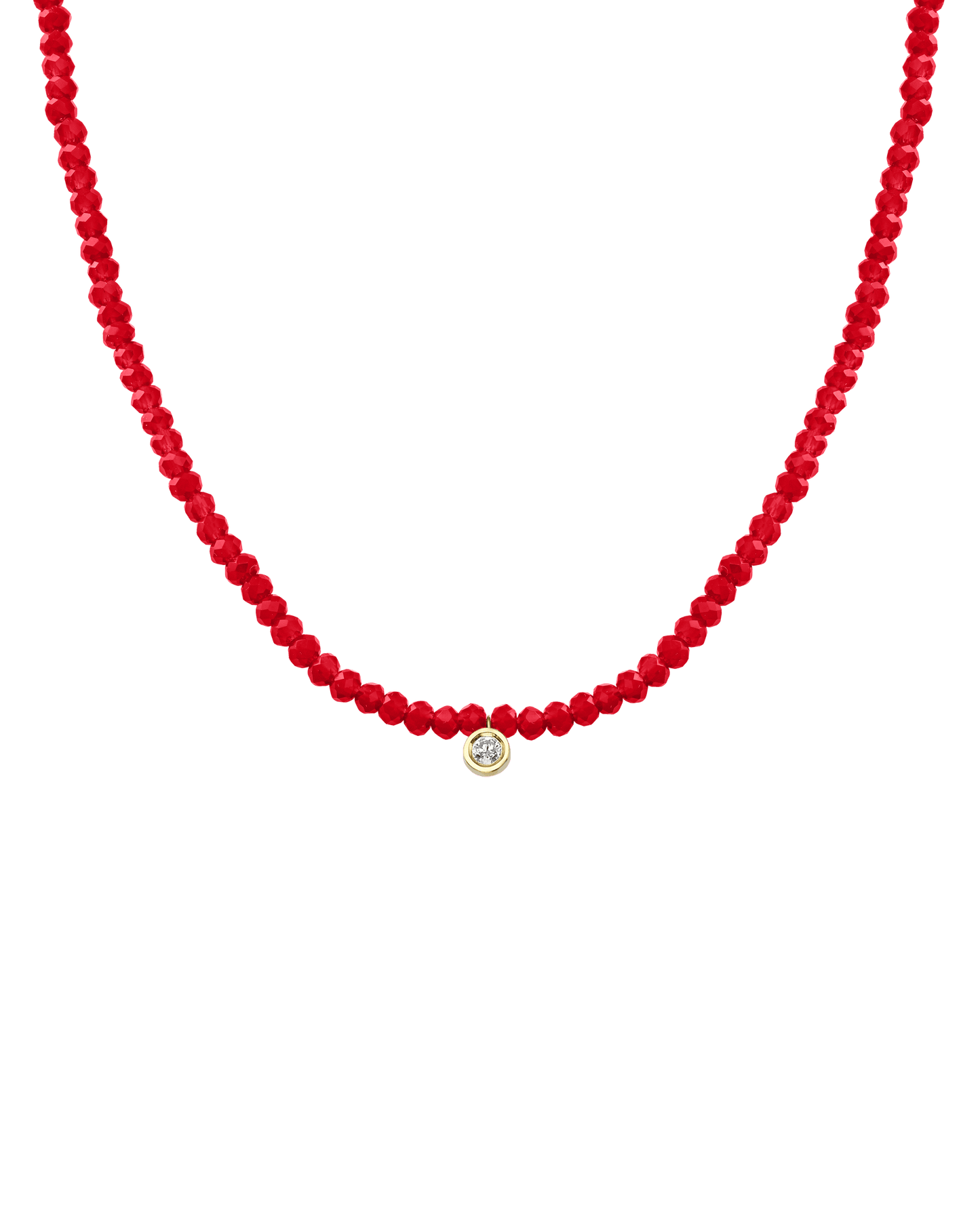 Apatite Gemstone & Diamond Necklace - 14K Yellow Gold Necklaces 14K Solid Gold Natural Red Jade Medium: 0.05ct 14"