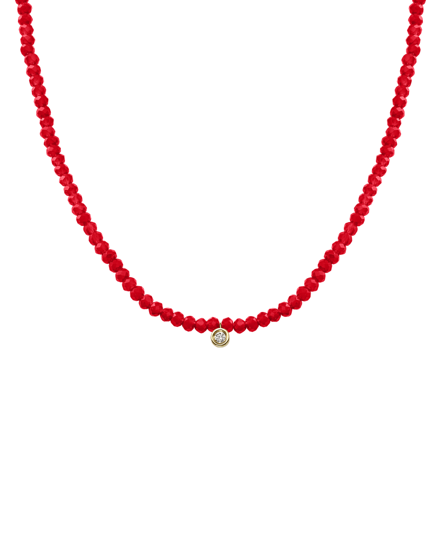 Apatite Gemstone & Diamond Necklace - 14K Yellow Gold Necklaces 14K Solid Gold Natural Red Jade Small: 0.03ct 14"