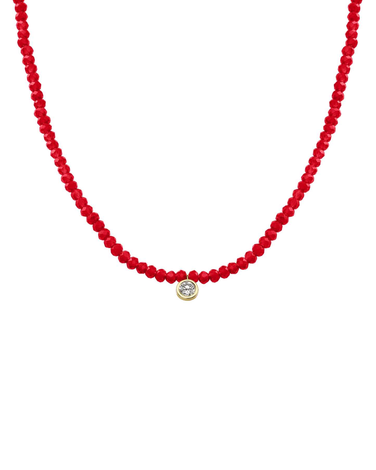 Apatite Gemstone & Diamond Necklace - 14K Yellow Gold Necklaces 14K Solid Gold Natural Red Jade Extra Large: 0.20ct 14"
