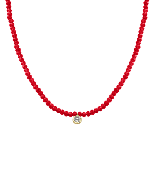 Apatite Gemstone & Diamond Necklace - 14K Yellow Gold Necklaces 14K Solid Gold Natural Red Jade Extra Large: 0.20ct 14"
