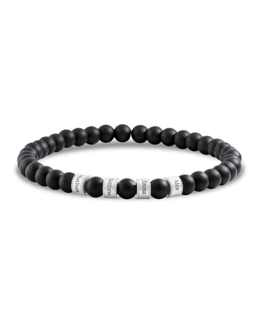 Dad's Legacy Beads Bracelet w/ Black Onyx Stones - 925 Sterling Silver Bracelets magal-dev Black Onyx Gemstone 1 Charm 7.5" M/L Wrist