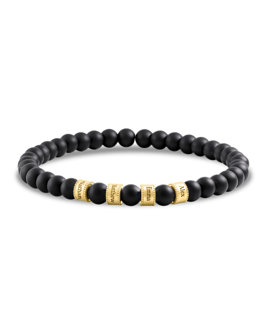 Dad's Legacy Beads Bracelet w/ Black Onyx Stones - 18K Gold Vermeil Bracelets magal-dev Black Onyx Gemstone 1 Charm 7.5" M/L Wrist
