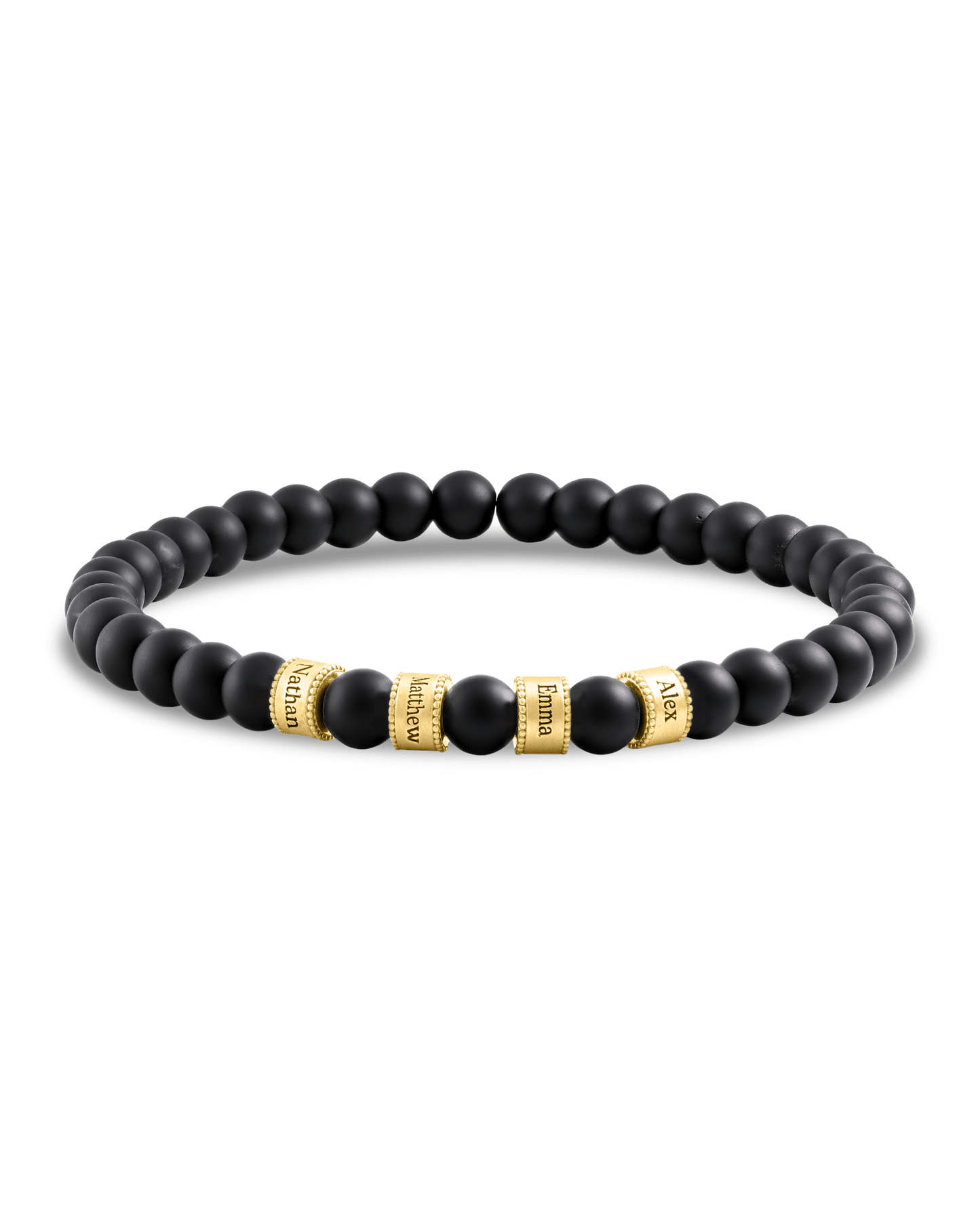 Dad's Legacy Beads Bracelet w/ Turquoise Stones - 18K Gold Vermeil Bracelets magal-dev Black Onyx Gemstone 1 Charm 7.5" M/L Wrist