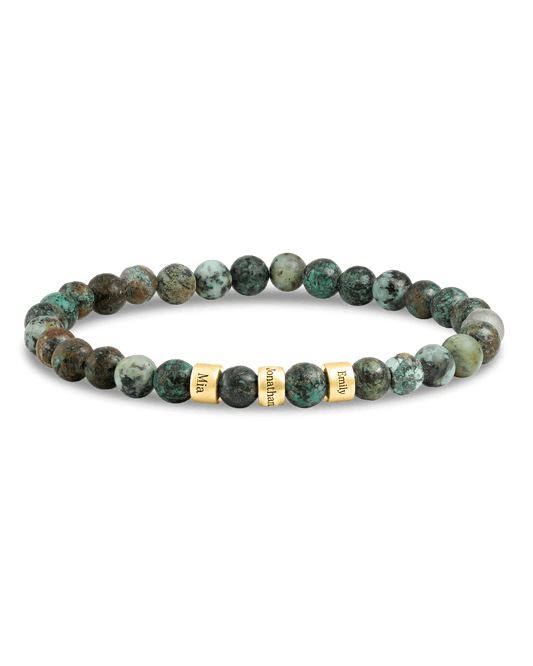 Dad's Legacy Beads Bracelet w/ Turquoise Stones - 18K Gold Vermeil Bracelets magal-dev Turquoise Gemstone 1 Charm 7.5" M/L Wrist