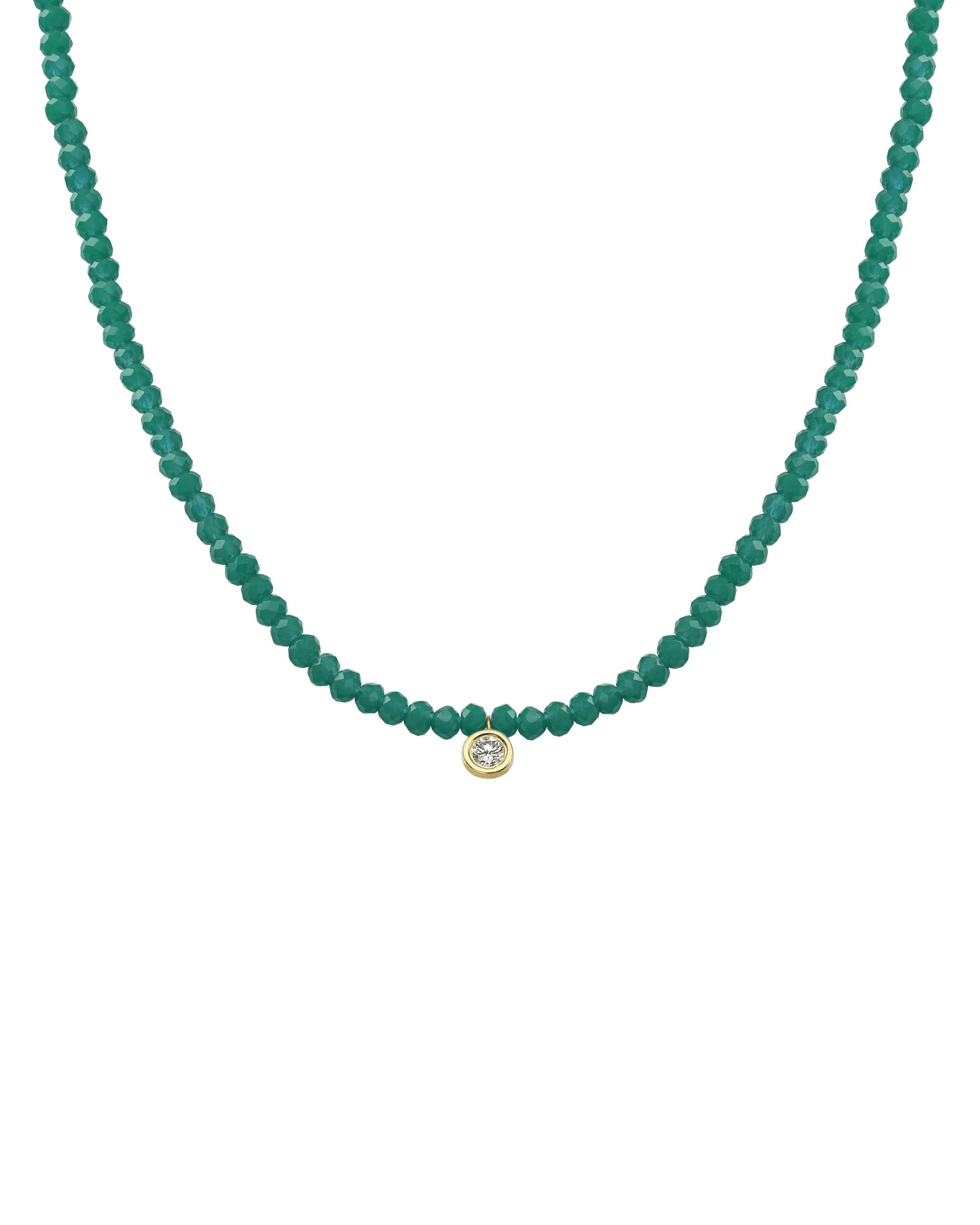 Collier Pierres Précieuses & Diamant - Or Jaune 14 carats Necklaces magal-dev Émeraude naturelle Large: 0.10 carats 35cm