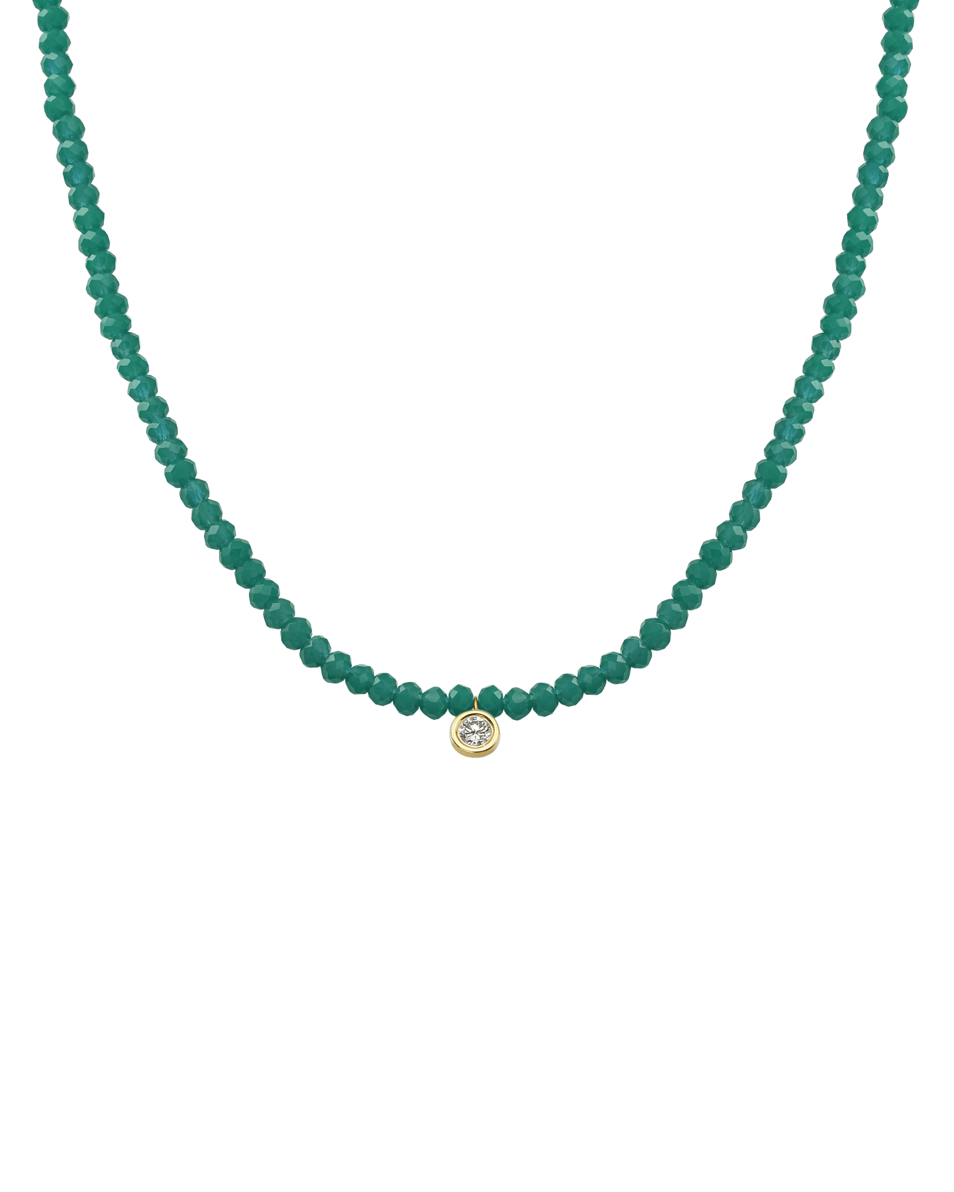 The Gemstone & Diamond Necklace - 14K Yellow Gold Necklaces 14K Solid Gold Natural Emerald Large: 0.1ct 14"