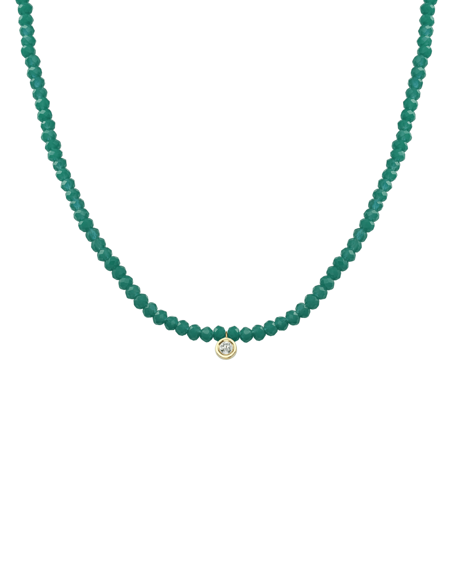 Collier Pierres Précieuses & Diamant - Or Jaune 14 carats Necklaces magal-dev Émeraude naturelle Medium: 0.05 carats 35cm