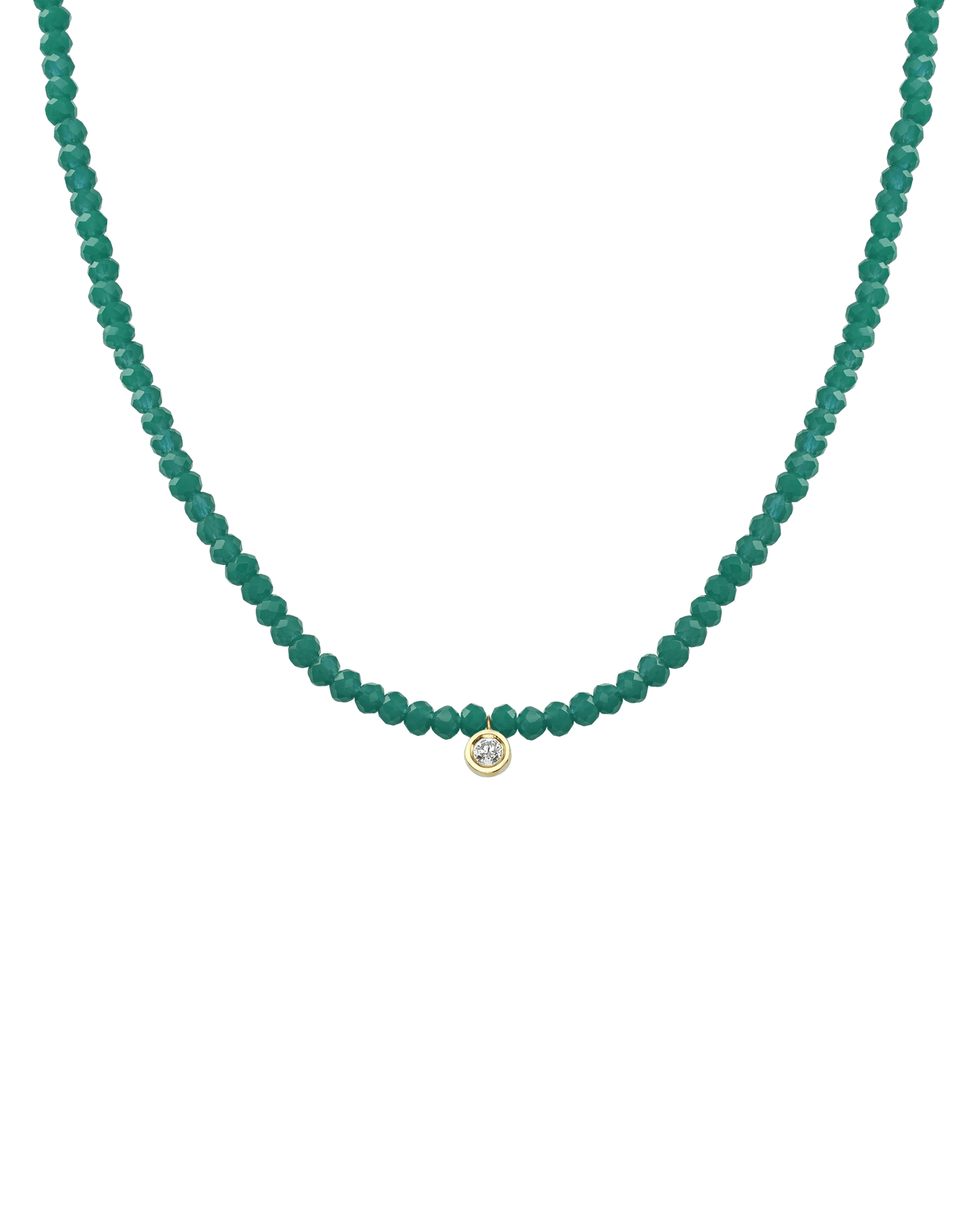 The Gemstone & Diamond Necklace - 14K Yellow Gold Necklaces 14K Solid Gold Natural Emerald Medium: 0.04ct 14"