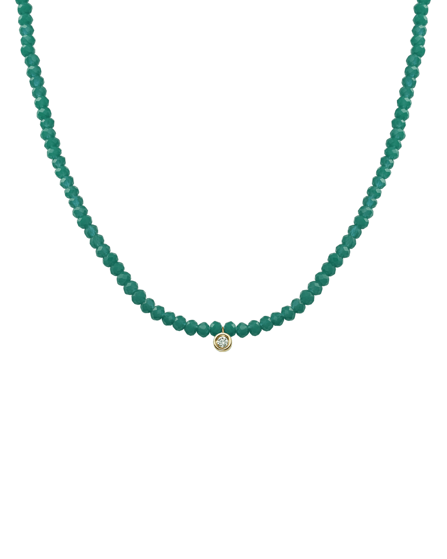 Collier Pierres Précieuses & Diamant - Or Jaune 14 carats Necklaces magal-dev Émeraude naturelle Small: 0.03 carats 35cm