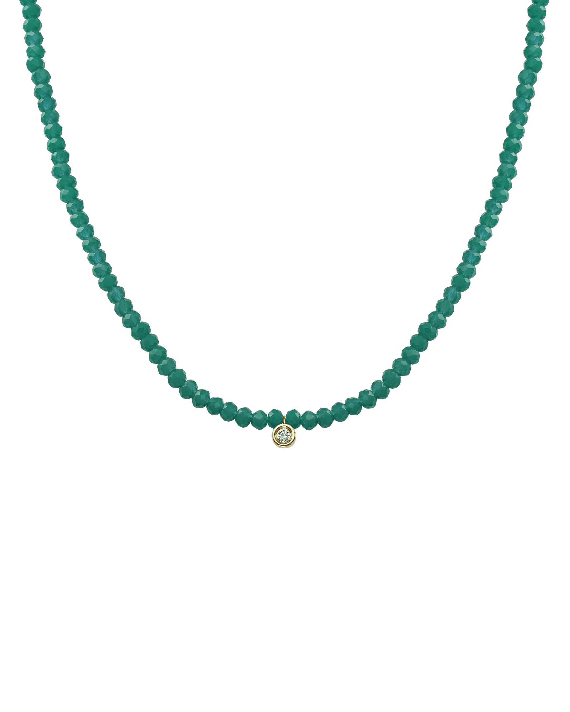 Collier Pierres Précieuses & Diamant - Or Jaune 14 carats Necklaces magal-dev Émeraude naturelle Small: 0.03 carats 35cm