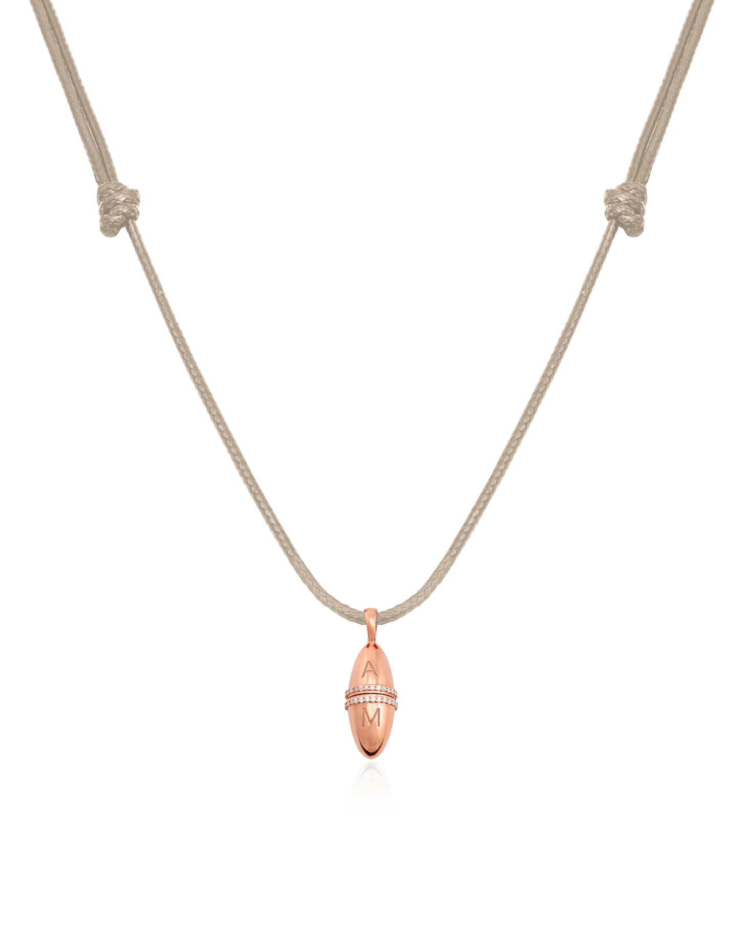 Fabergé Cord Necklace - 18K Rose Vermeil Necklaces magal-dev Beige Adjustable Leather Cord 20"-24" 