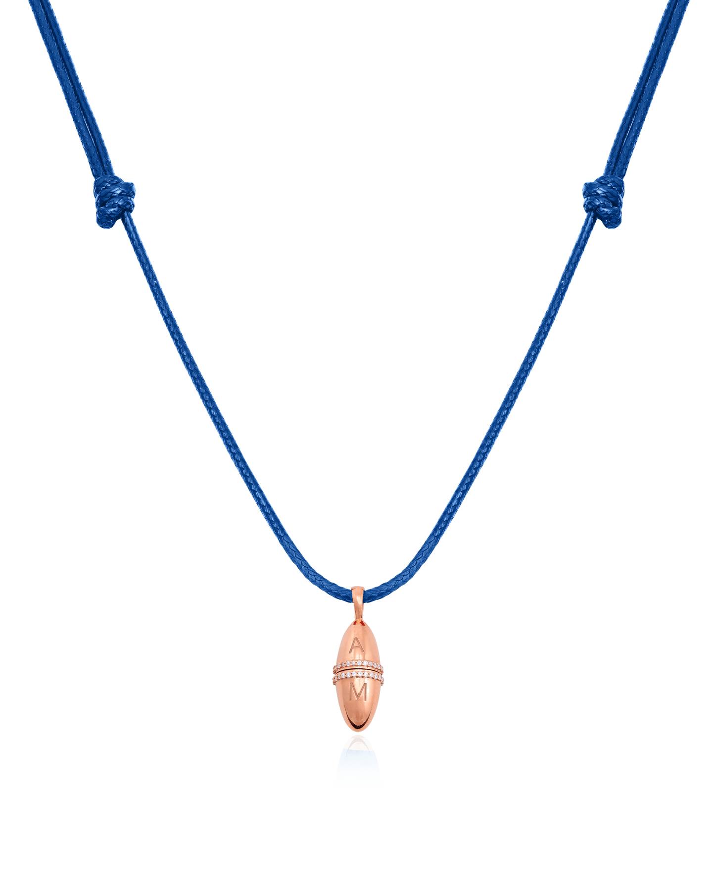 Fabergé Cord Necklace - 18K Rose Vermeil Necklaces magal-dev Blue Adjustable Leather Cord 20"-24" 