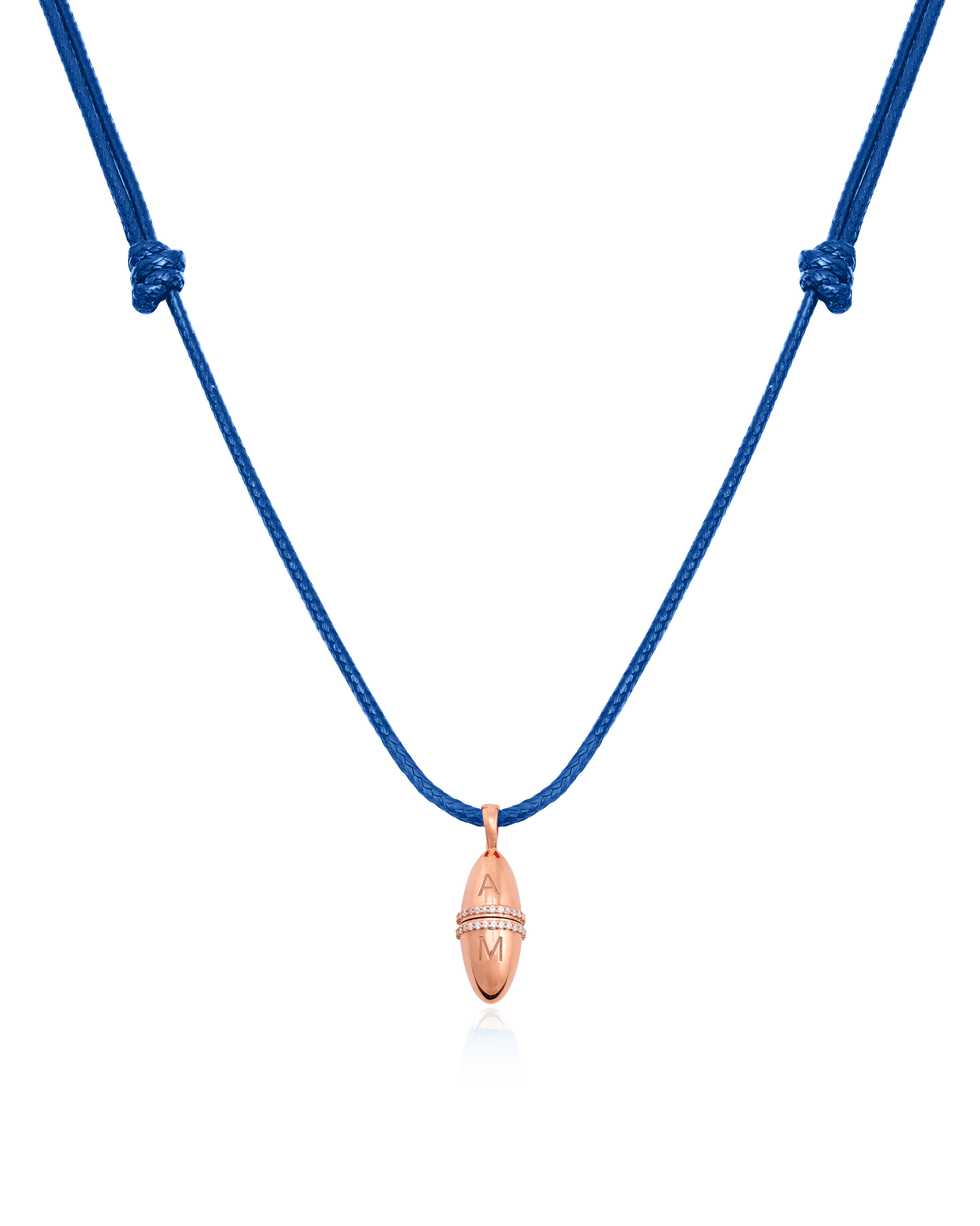 Fabergé Cord Necklace - 18K Rose Vermeil Necklaces magal-dev Blue Adjustable Leather Cord 20"-24" 