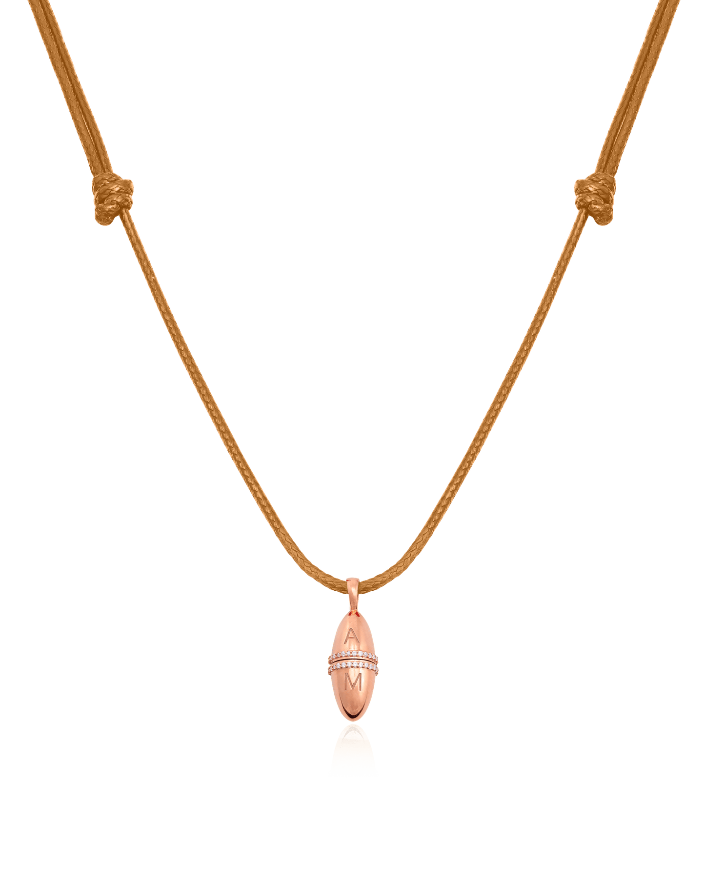 Fabergé Cord Necklace - 18K Rose Vermeil Necklaces magal-dev Brown Adjustable Leather Cord 20"-24" 