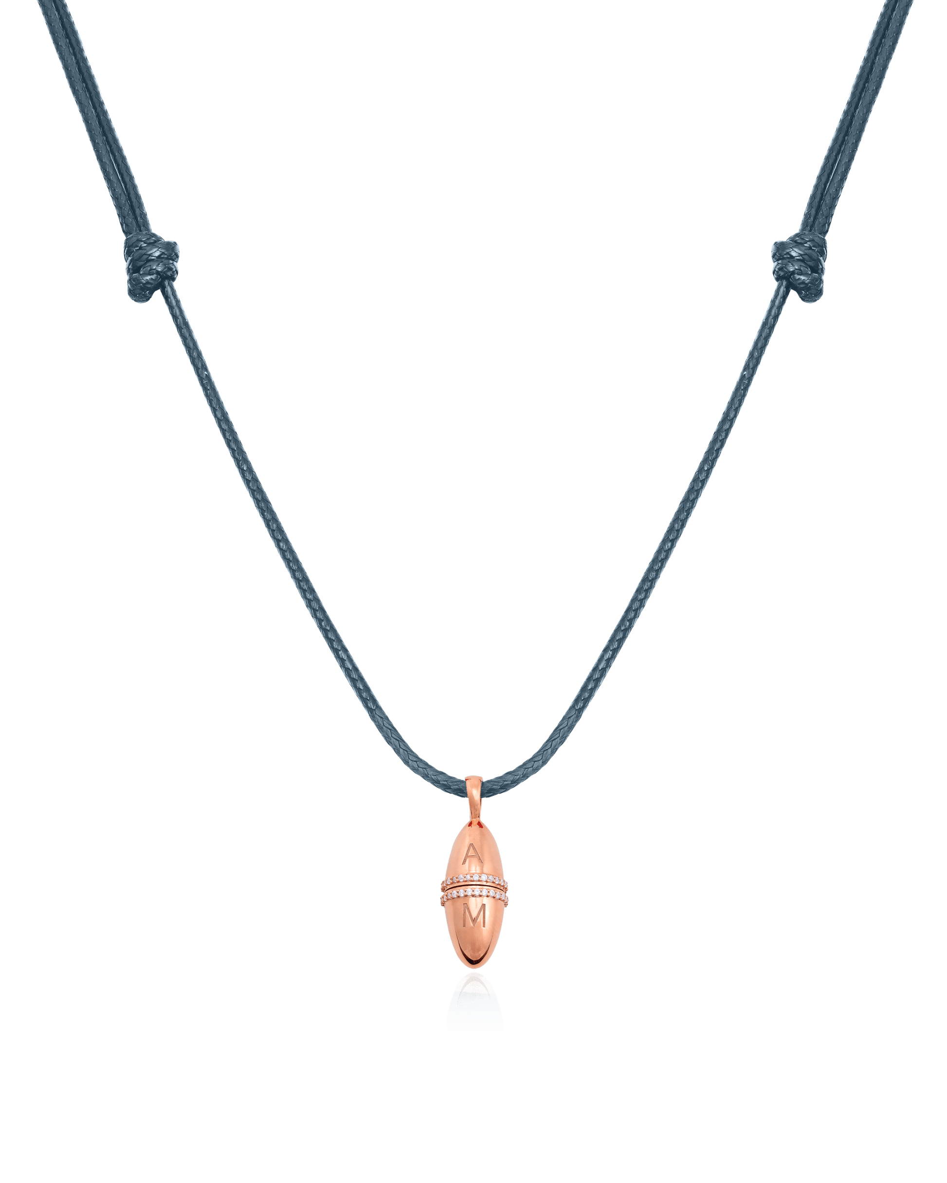 Fabergé Cord Necklace - 18K Rose Vermeil Necklaces magal-dev Indigo Adjustable Leather Cord 20"-24" 