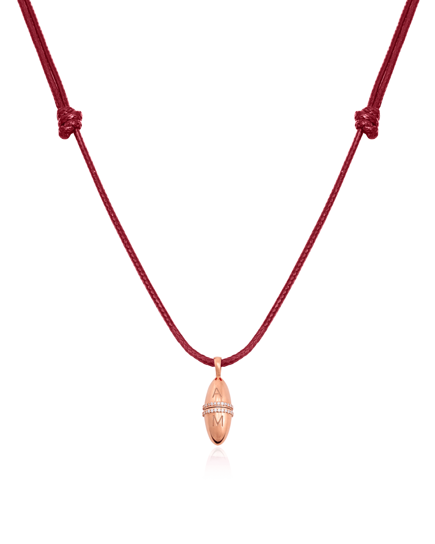 Fabergé Cord Necklace - 18K Rose Vermeil Necklaces magal-dev Red Adjustable Leather Cord 20"-24" 
