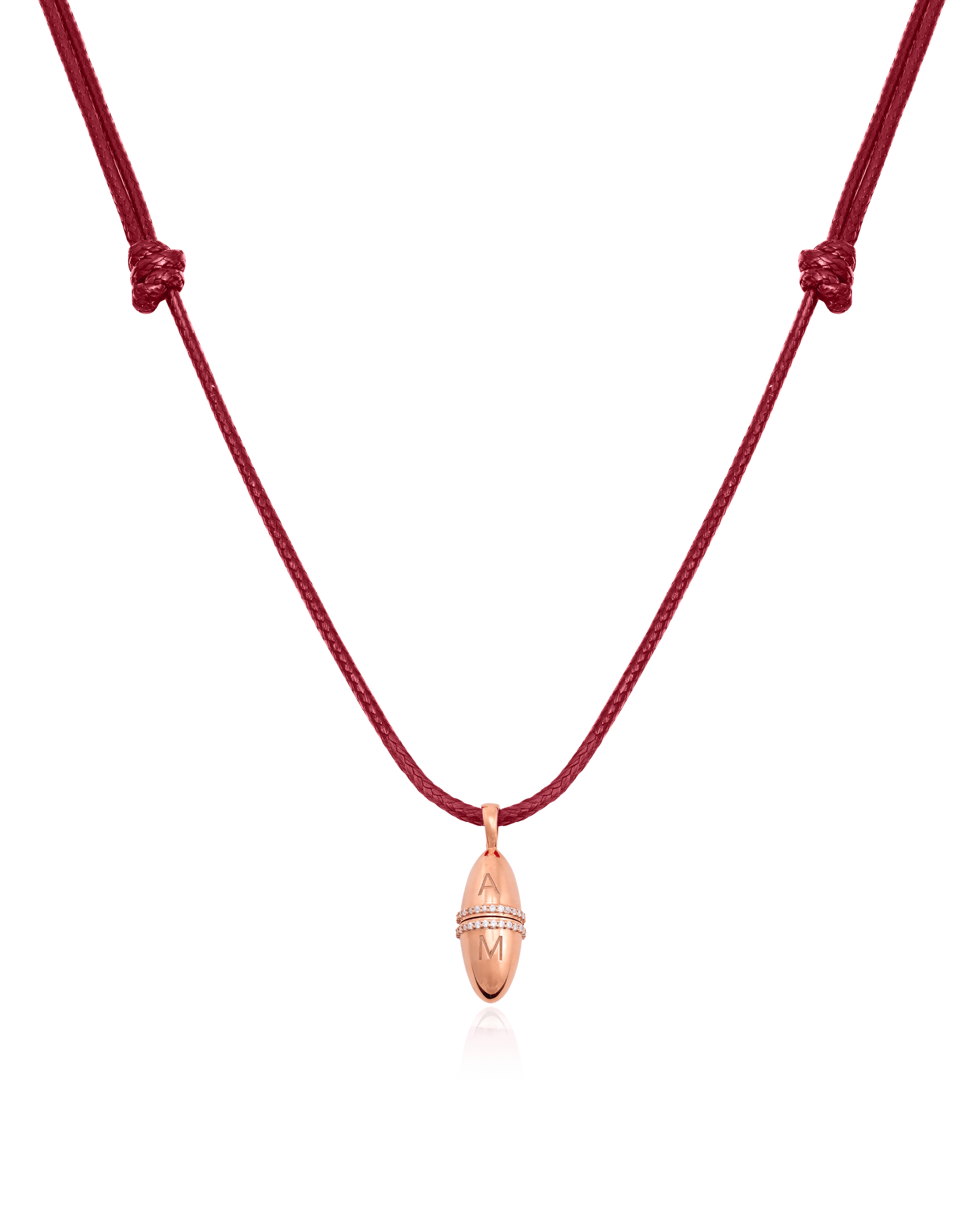 Fabergé Cord Necklace - 18K Rose Vermeil Necklaces magal-dev Red Adjustable Leather Cord 20"-24" 