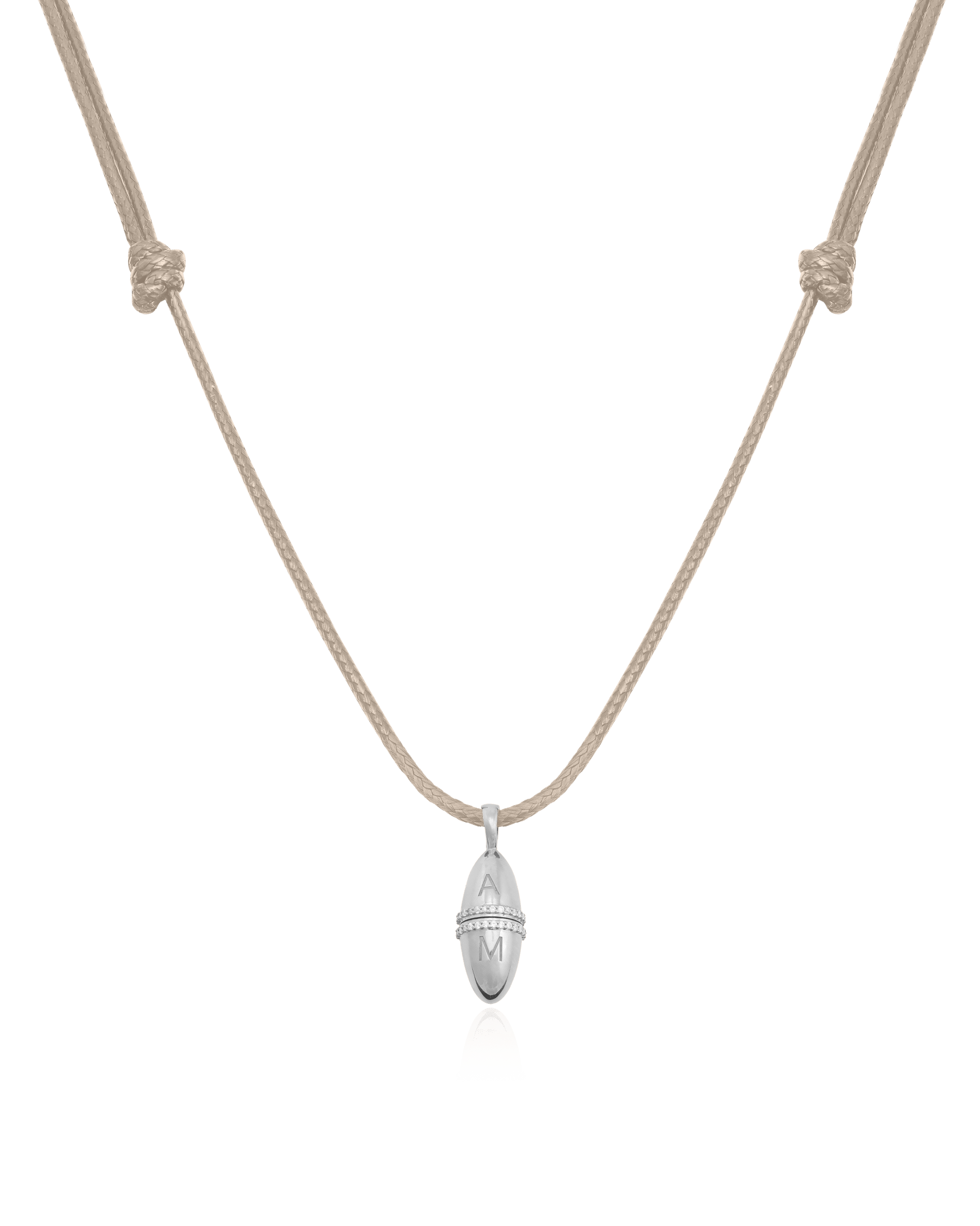 Fabergé Cord Necklace - 925 Sterling Silver Necklaces magal-dev Beige Adjustable Leather Cord 20"-24" 