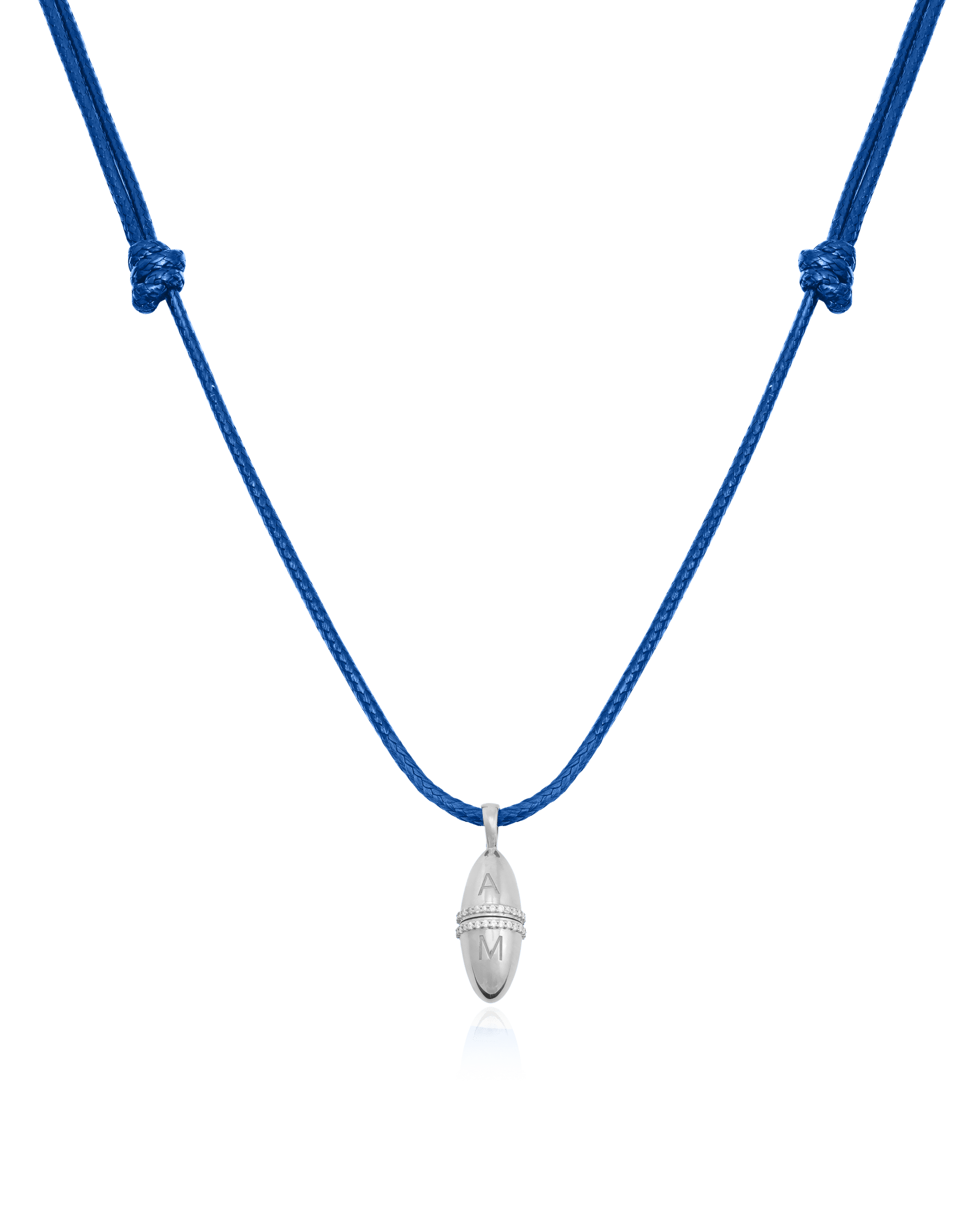 Fabergé Cord Necklace - 925 Sterling Silver Necklaces magal-dev Blue Adjustable Leather Cord 20"-24" 