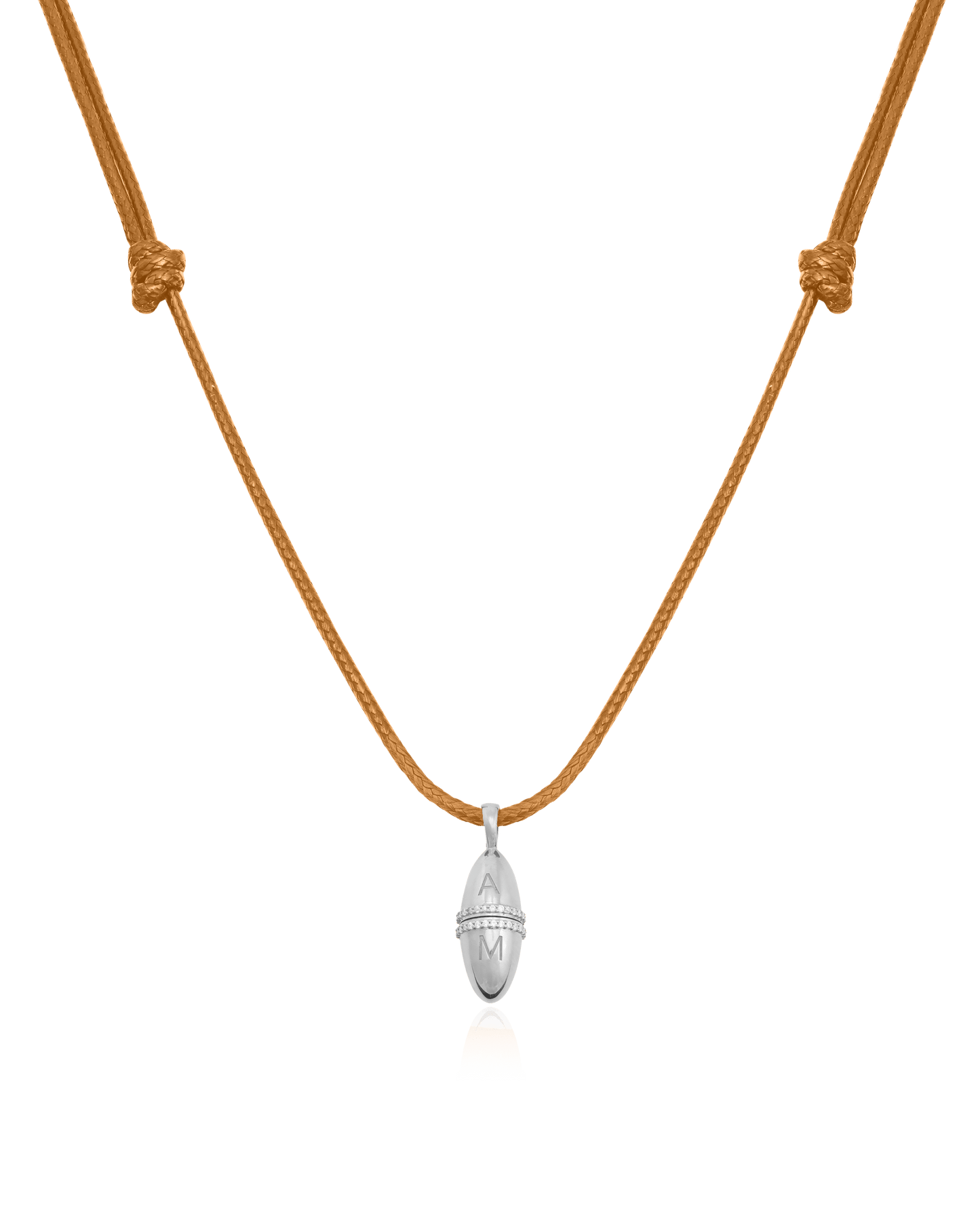 Fabergé Cord Necklace - 925 Sterling Silver Necklaces magal-dev Brown Adjustable Leather Cord 20"-24" 