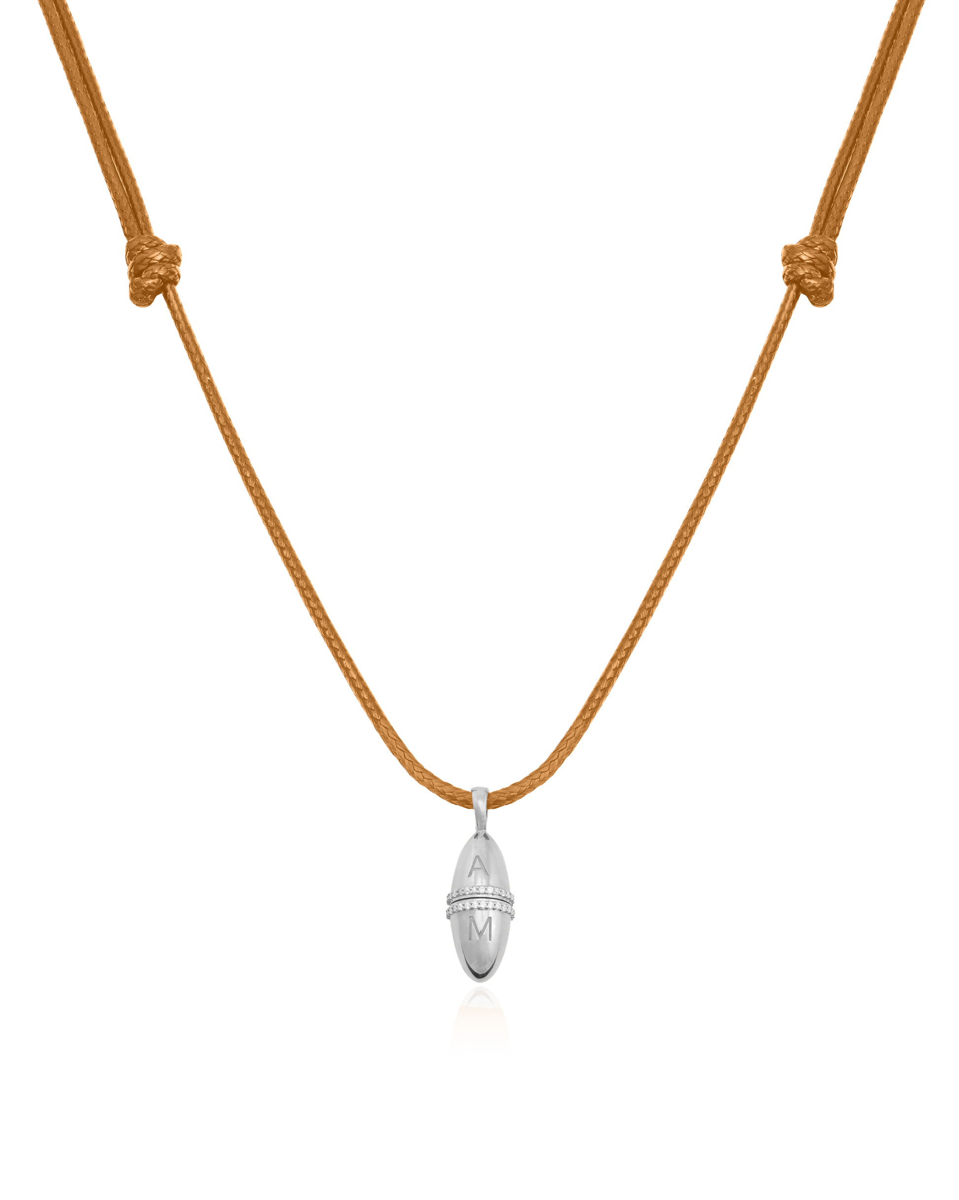 Fabergé Cord Necklace - 925 Sterling Silver Necklaces magal-dev Brown Adjustable Leather Cord 20"-24" 