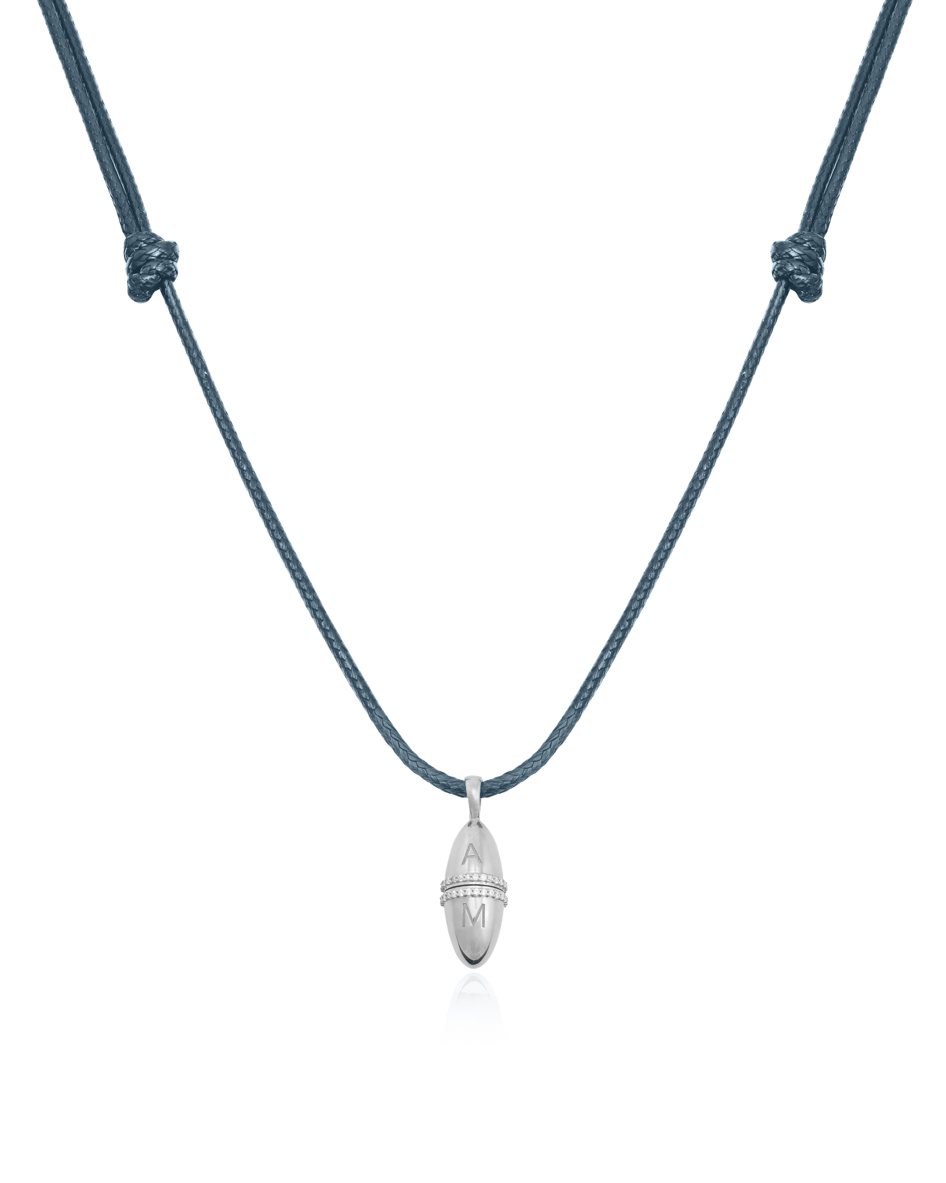 Fabergé Cord Necklace - 925 Sterling Silver Necklaces magal-dev Indigo Adjustable Leather Cord 20"-24" 