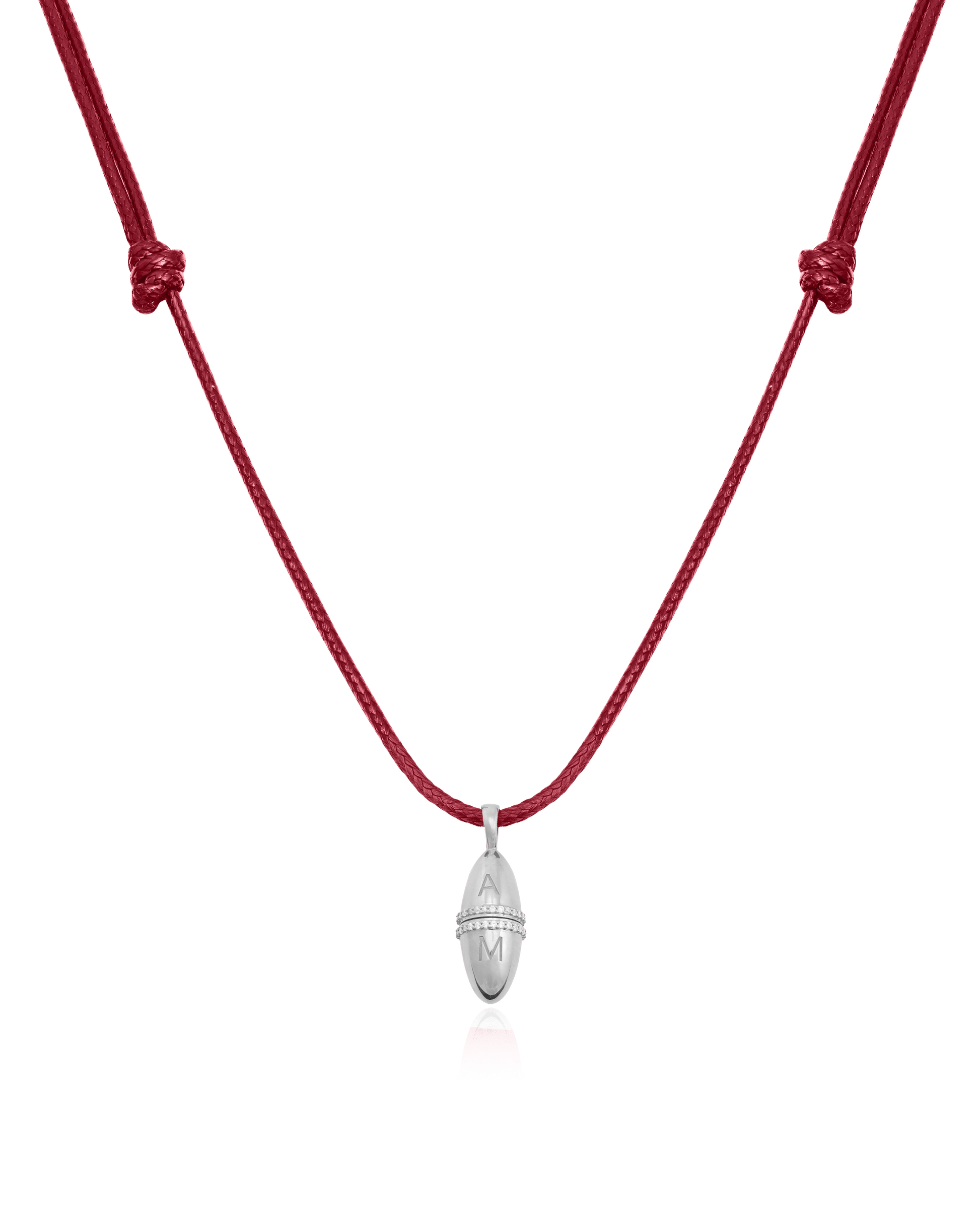 Fabergé Cord Necklace - 925 Sterling Silver Necklaces magal-dev Red Adjustable Leather Cord 20"-24" 