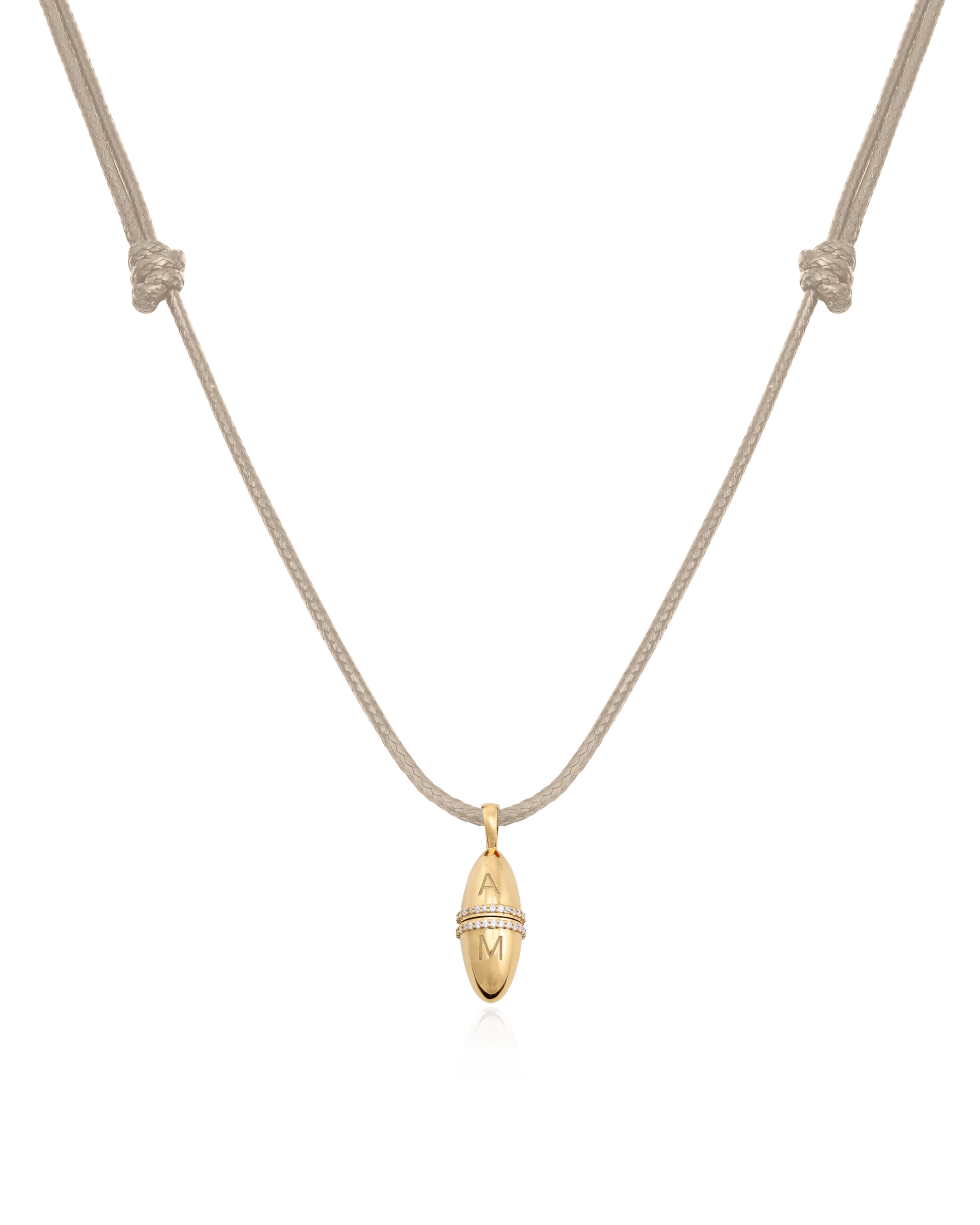 Fabergé Cord Necklace - 18K Gold Vermeil Necklaces magal-dev Beige Adjustable Leather Cord 20"-24" 