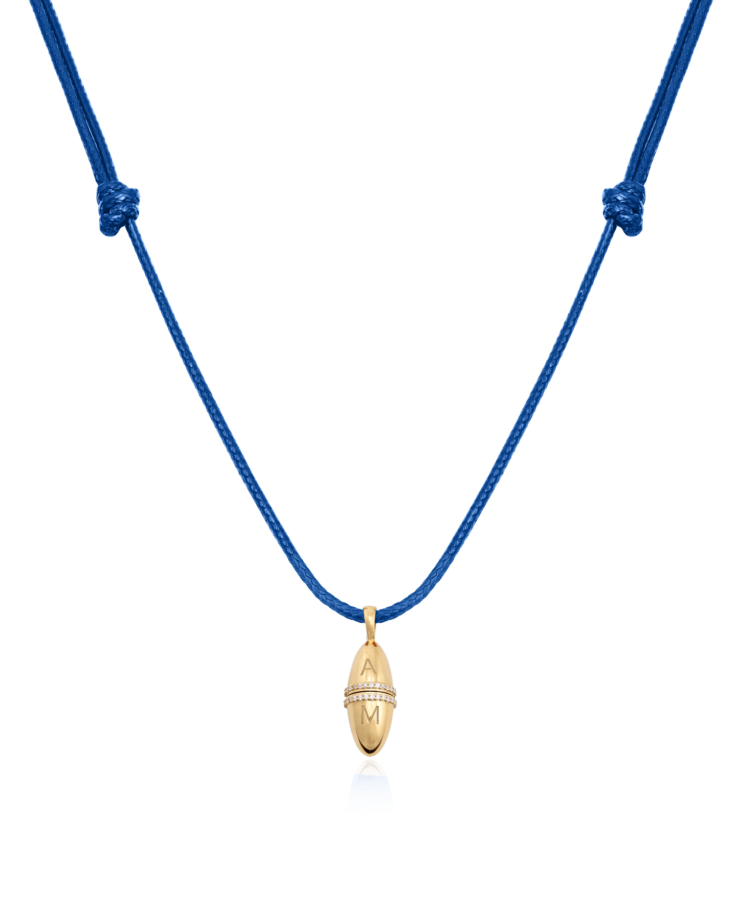 Fabergé Cord Necklace - 18K Gold Vermeil Necklaces magal-dev Blue Adjustable Leather Cord 20"-24" 
