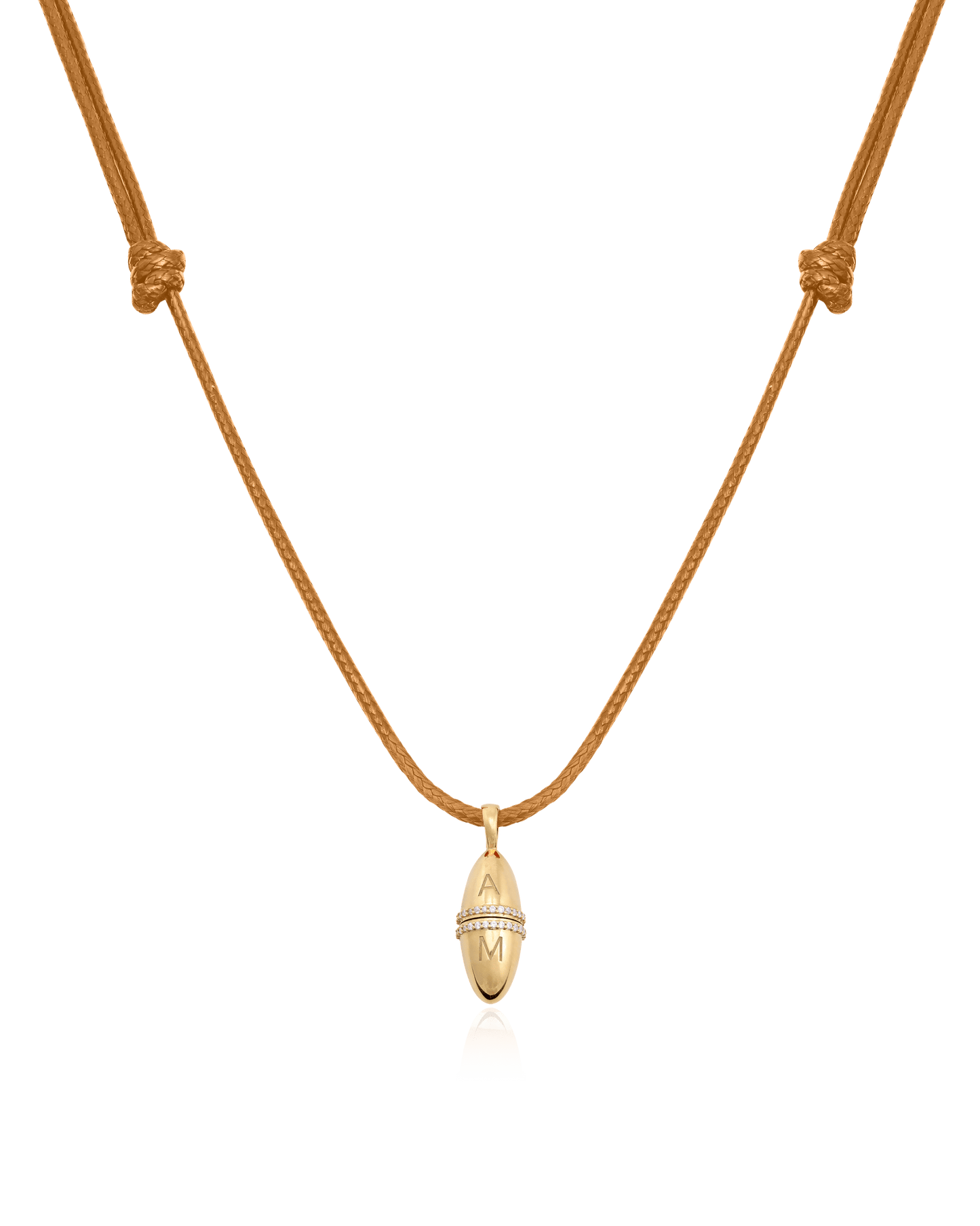 Fabergé Cord Necklace - 18K Gold Vermeil Necklaces magal-dev Brown Adjustable Leather Cord 20"-24" 