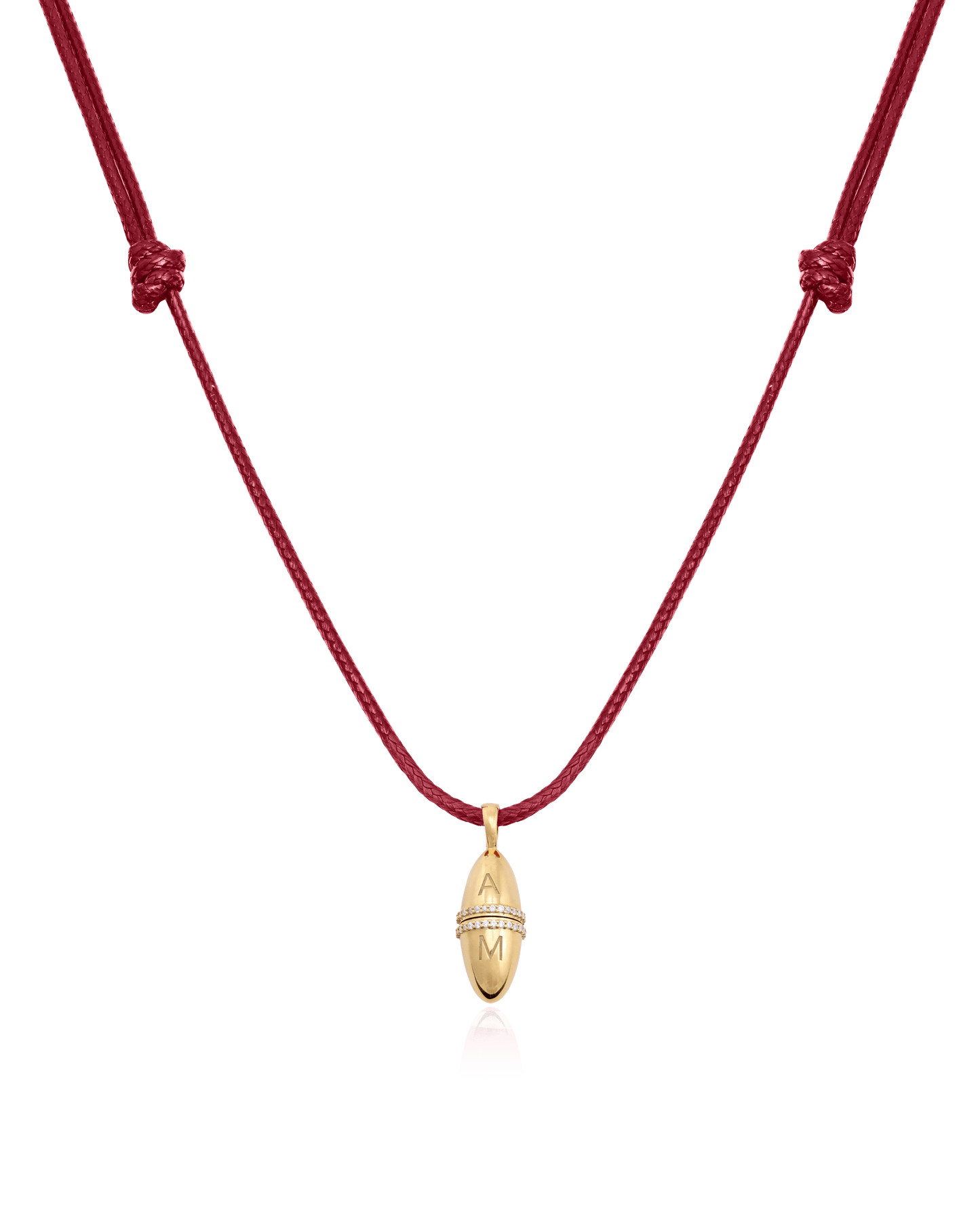 Fabergé Cord Necklace - 18K Gold Vermeil Necklaces magal-dev Red Adjustable Leather Cord 20"-24" 