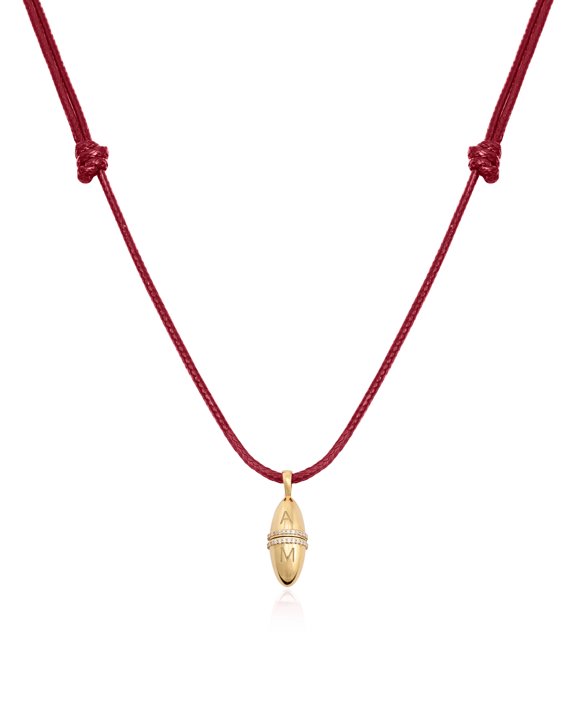 Fabergé Cord Necklace - 18K Gold Vermeil Necklaces magal-dev Red Adjustable Leather Cord 20"-24" 