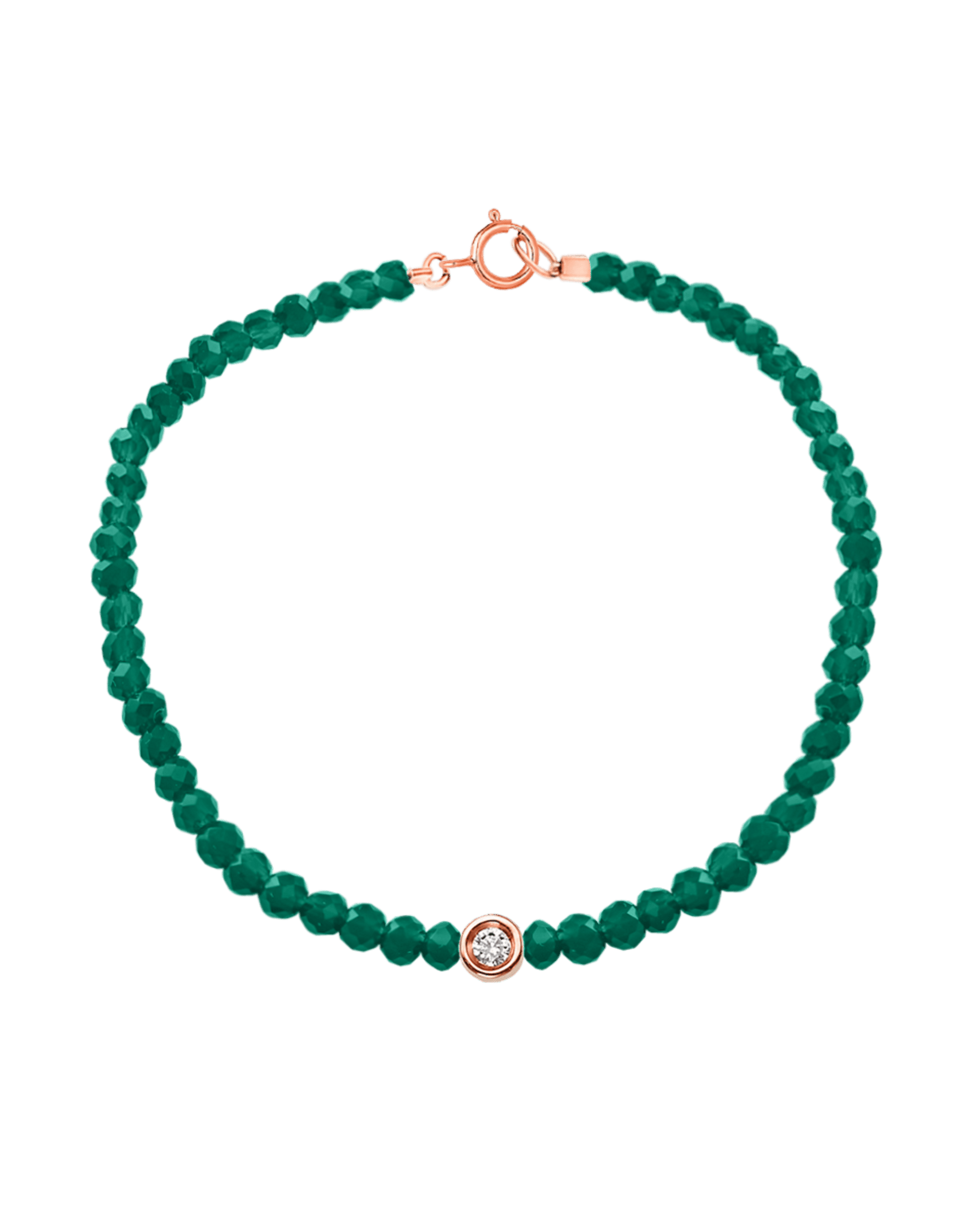 Gemstone & Diamond Bracelet - 14K Rose Gold Bracelets magal-dev Natural Emerald Small: 0.03ct 6" - S wrist