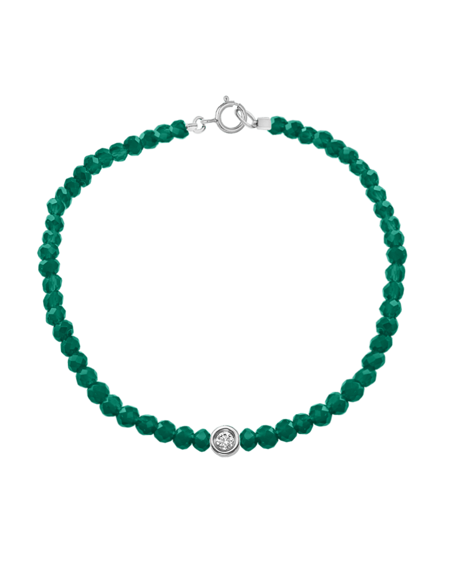 Gemstone & Diamond Bracelet - 14K White Gold Bracelets magal-dev Natural Emerald Small: 0.03ct 6" - S wrist