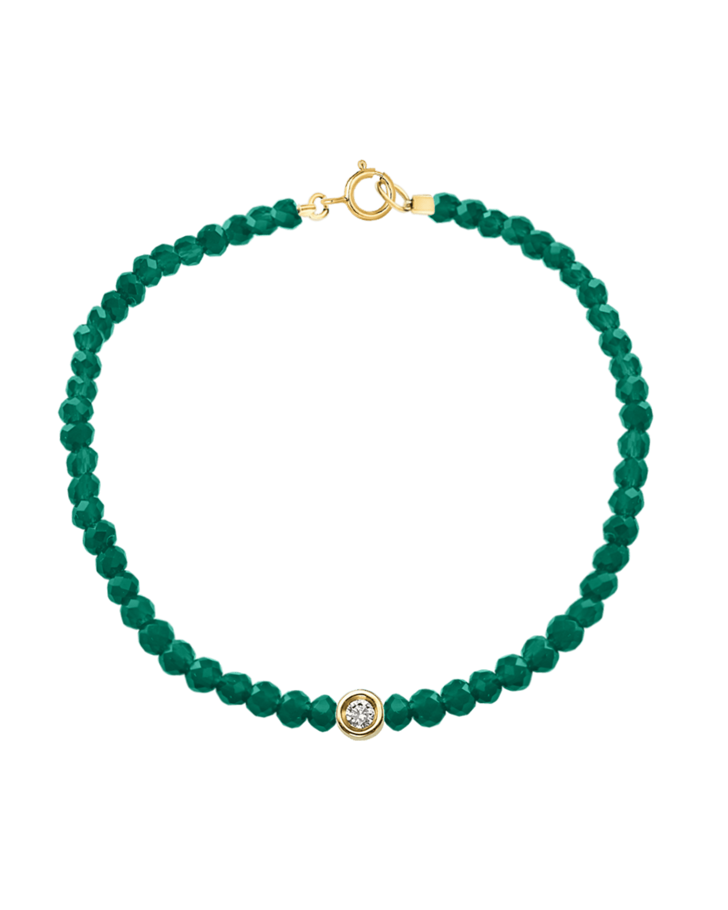 Gemstone & Diamond Bracelet - 14K Yellow Gold Bracelets magal-dev Natural Emerald Small: 0.03ct 6" - S wrist