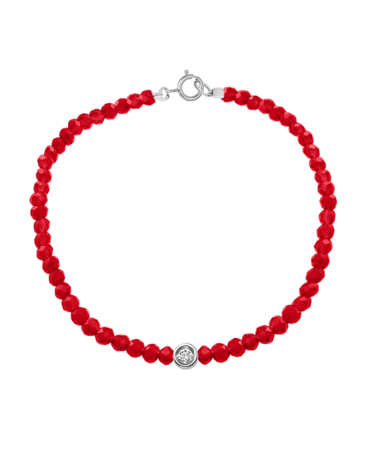 Gemstone & Diamond Bracelet - 14K White Gold Bracelets magal-dev Natural Red Jade Small: 0.03ct 6" - S wrist