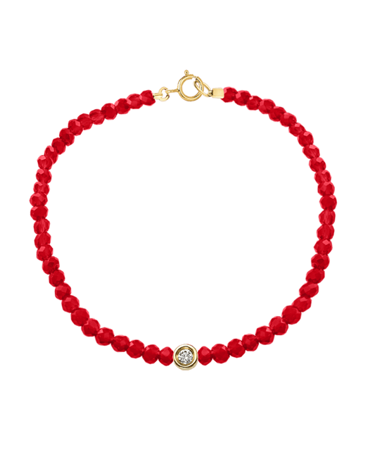 Gemstone & Diamond Bracelet - 14K Yellow Gold Bracelets magal-dev Natural Red Jade Small: 0.03ct 6" - S wrist