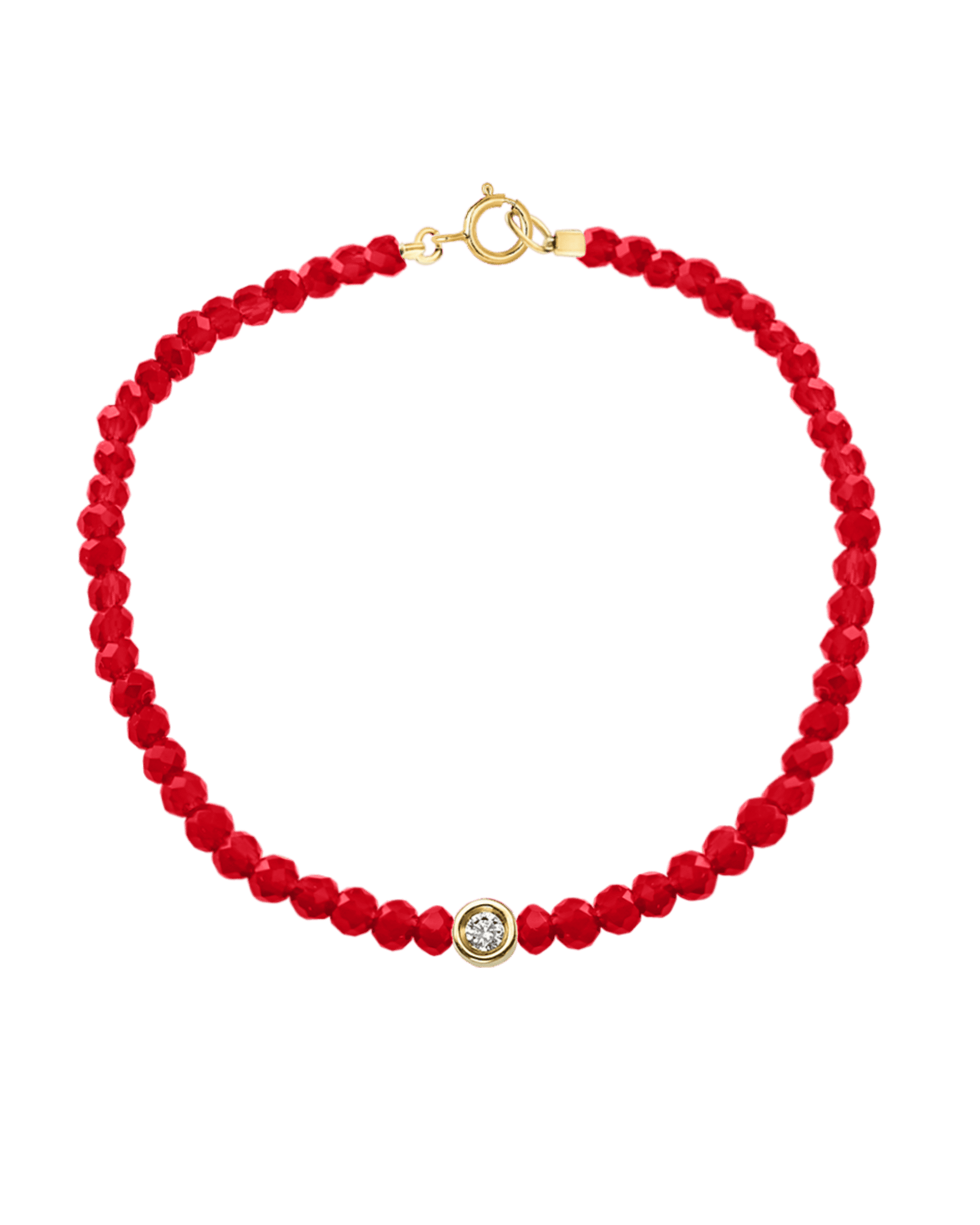 Bracelet Pierres Précieuses & Diamants - Or Jaune 14 carats Bracelets magal-dev Jade rouge naturel Small: 0.03 carats 15cm (Poignet: Small)