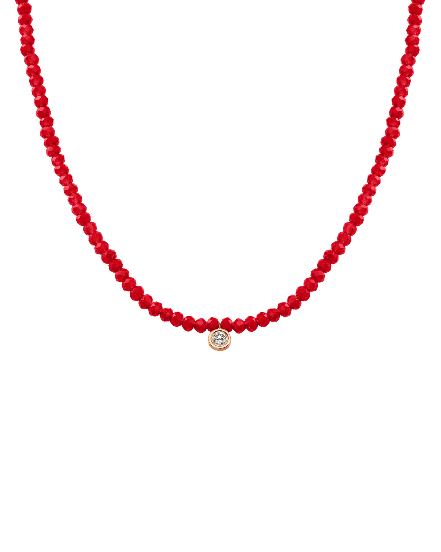 The Gemstone & Diamond Necklace - 14K Rose Gold Necklaces 14K Solid Gold Natural Red Jade Large: 0.1ct 14"