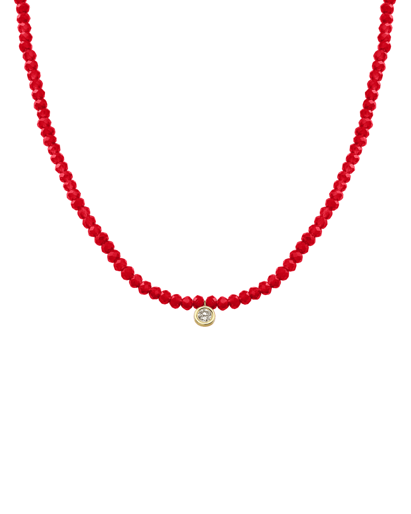 Collier Pierres Précieuses & Diamant - Or Jaune 14 carats Necklaces magal-dev Jade rouge naturel Large: 0.10 carats 35cm